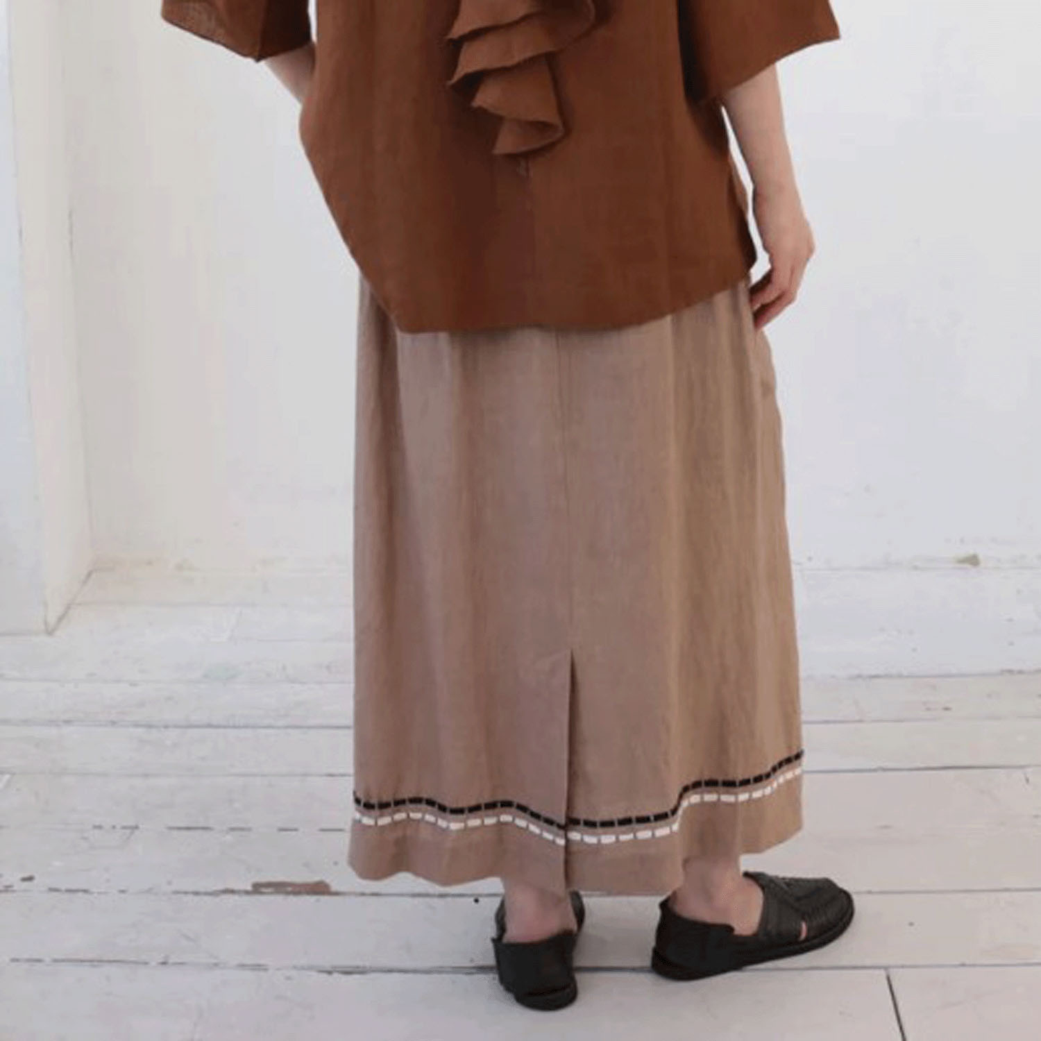 doux bleu インドリネンコード刺繍スカート - 画像12