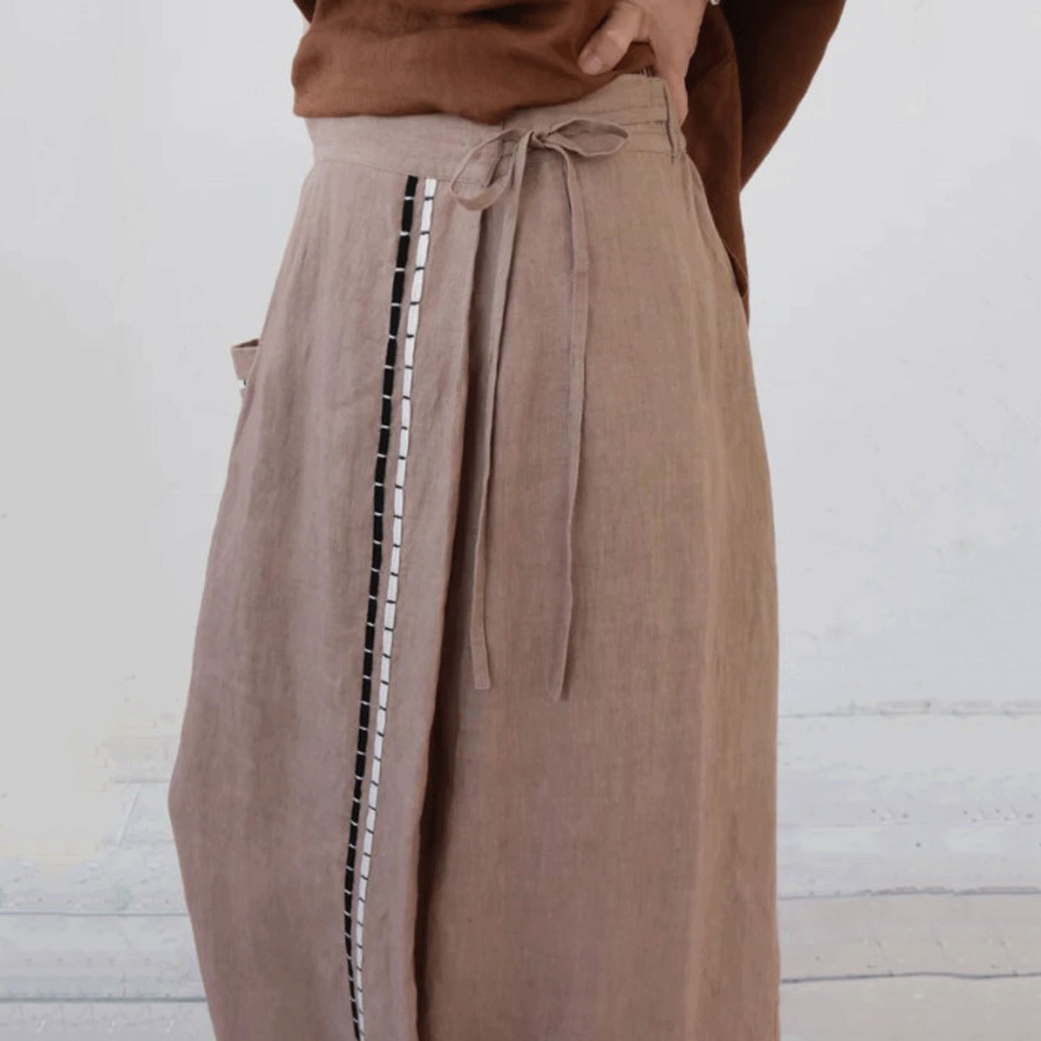 doux bleu インドリネンコード刺繍スカート - 画像14