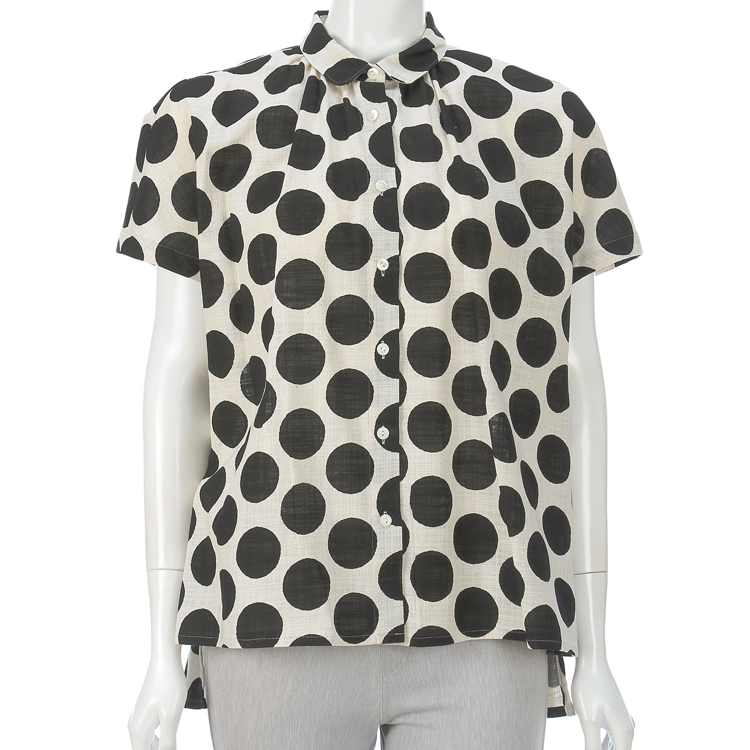 ciroc チビ襟ギャザーブラウス - 画像4