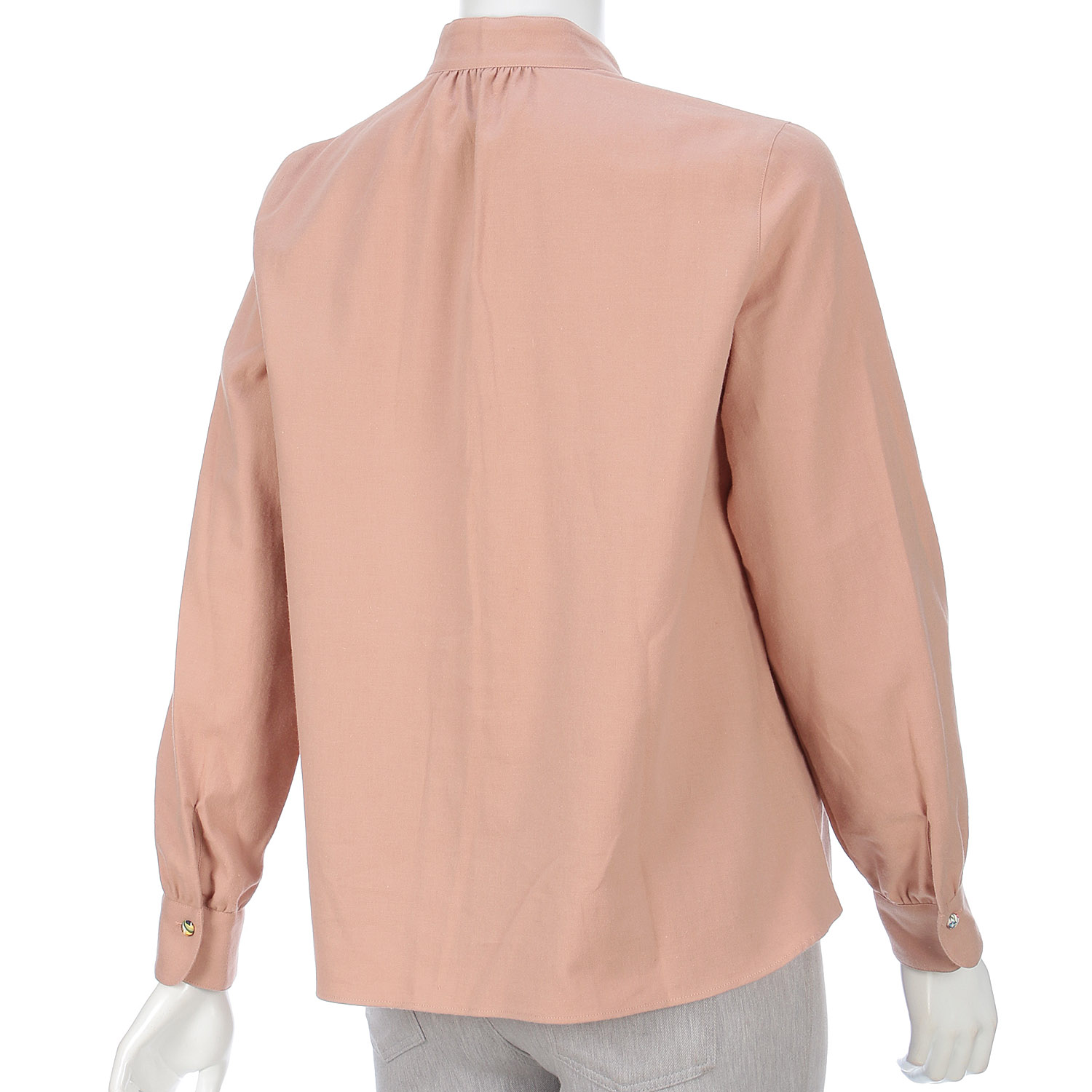 Parkes スタンドカラーギャザーブラウス - 画像4