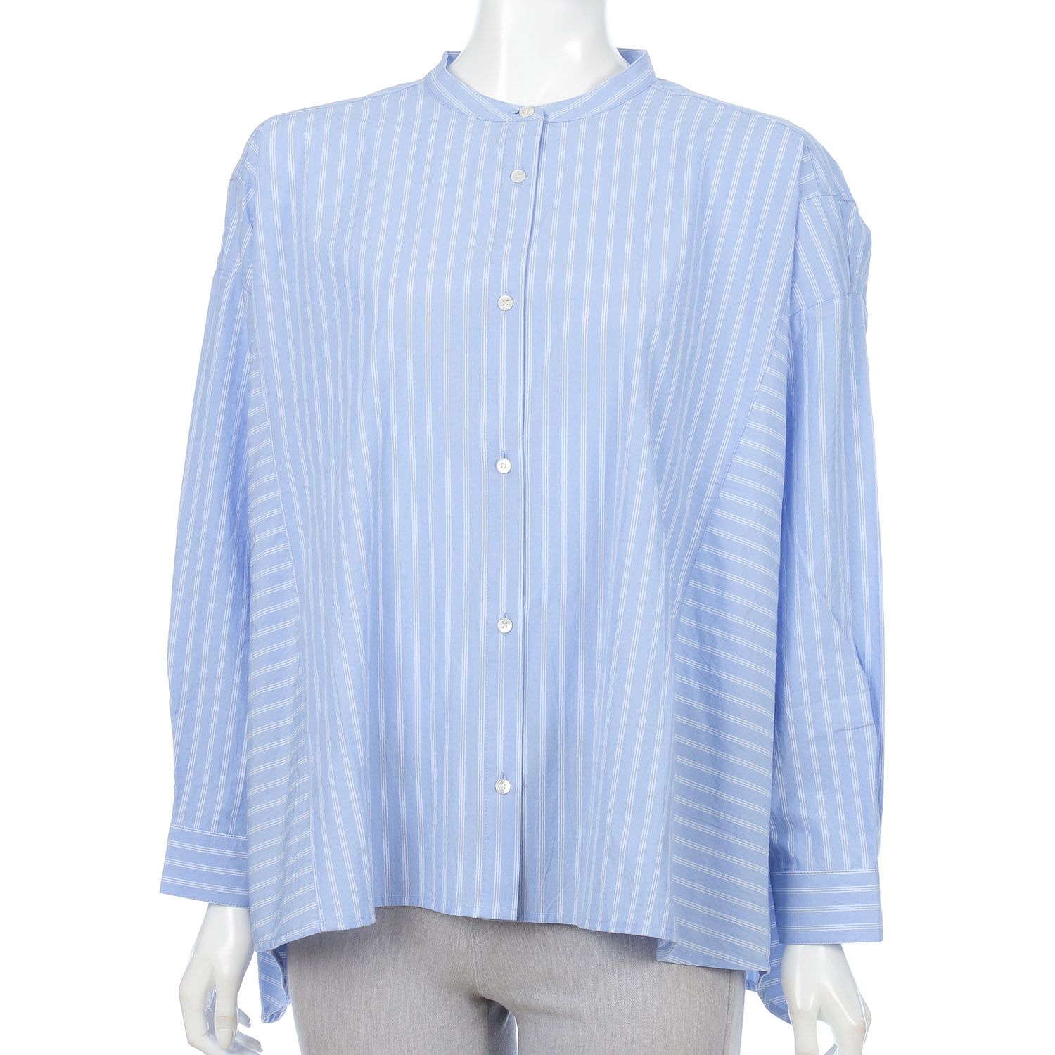 ista－ire 綿麻ストライプ柄 切替ブラウス - 画像7