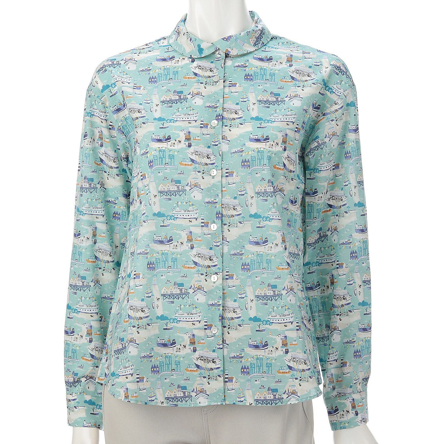 Parkes 総柄ラウンドカットシャツ