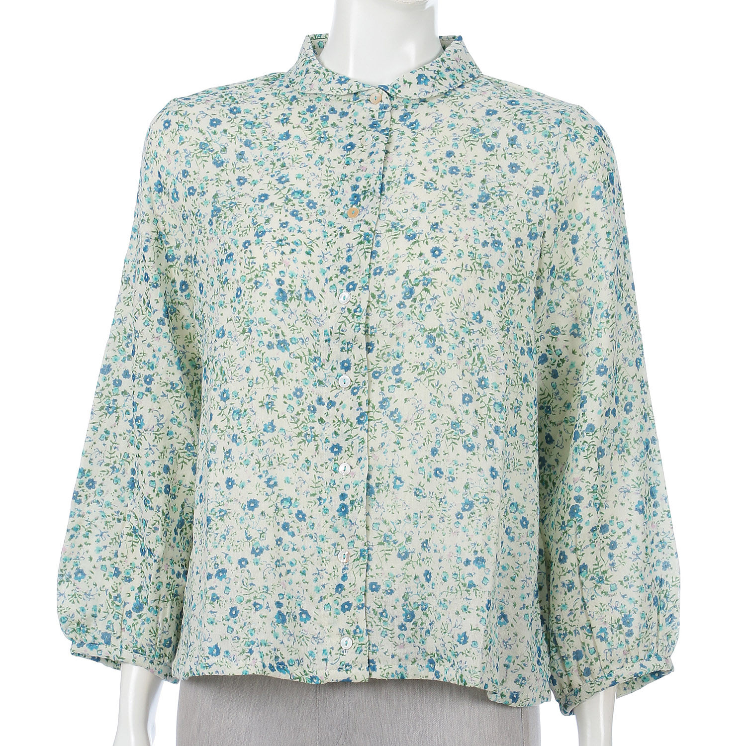 東京かんかん 小花柄コットンダブルガーゼブラウス - 画像3