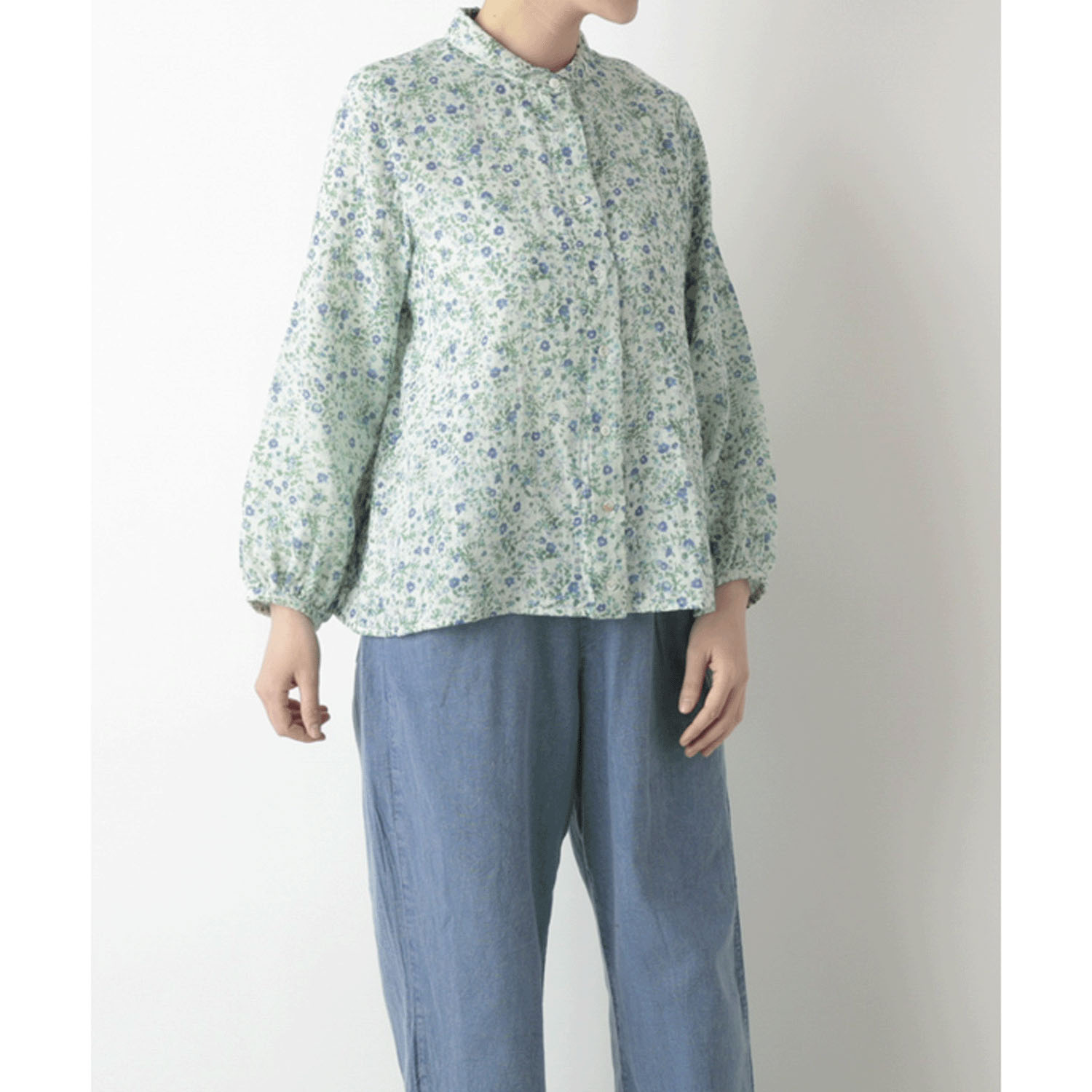 東京かんかん 小花柄コットンダブルガーゼブラウス