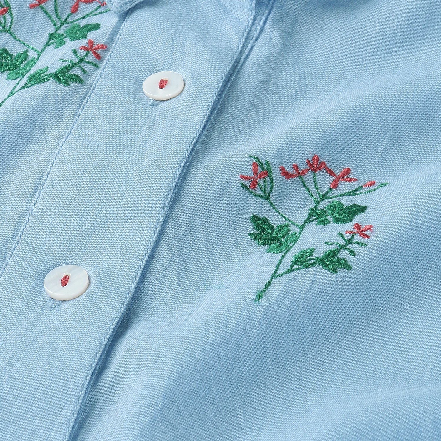 東京かんかん お花とトンボ刺繍コットンロングシャツ - 画像8