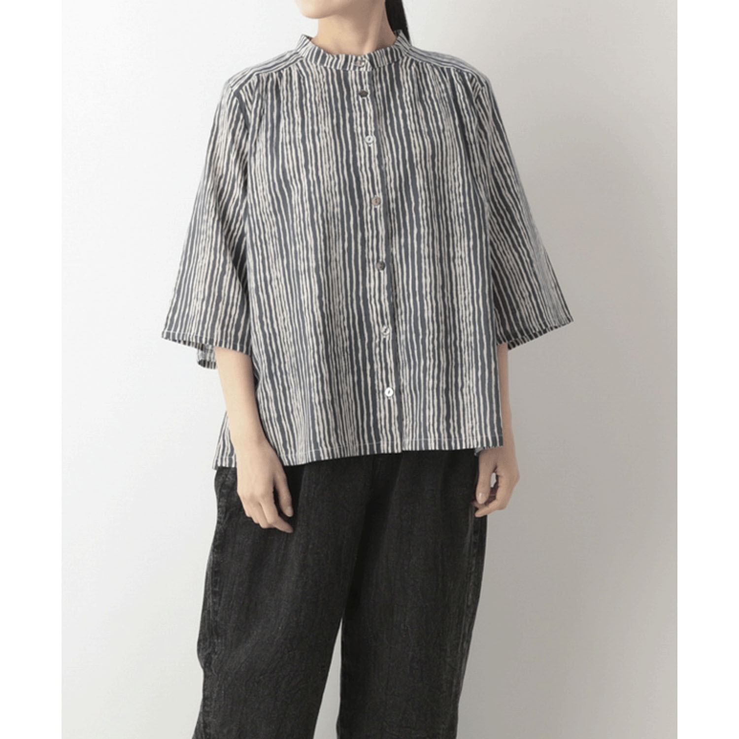 東京かんかん artipur ゆれるストライププリントコットンブラウス - 画像2