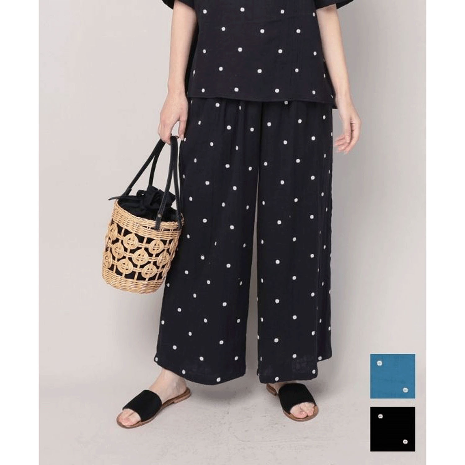 東京かんかん ドット刺繍パンツ - 画像1