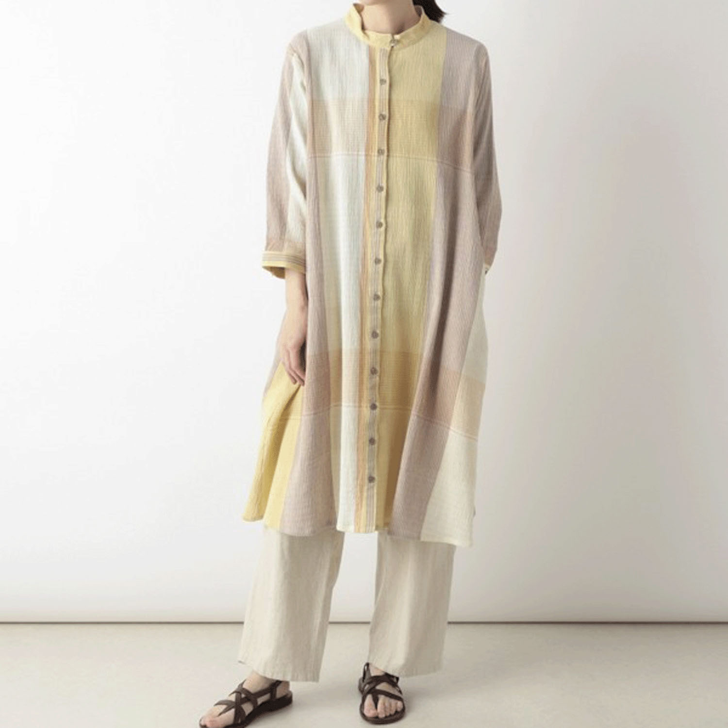 東京かんかん チェックコットンシャツワンピース - 画像2