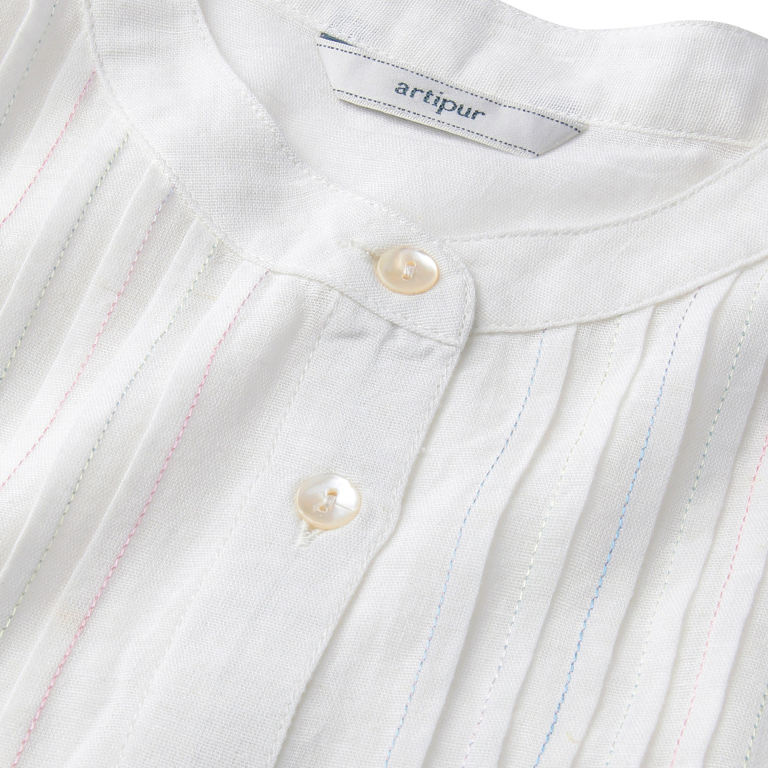 東京かんかん 虹色ピンタックコットンリネンガーゼブラウス - 画像5