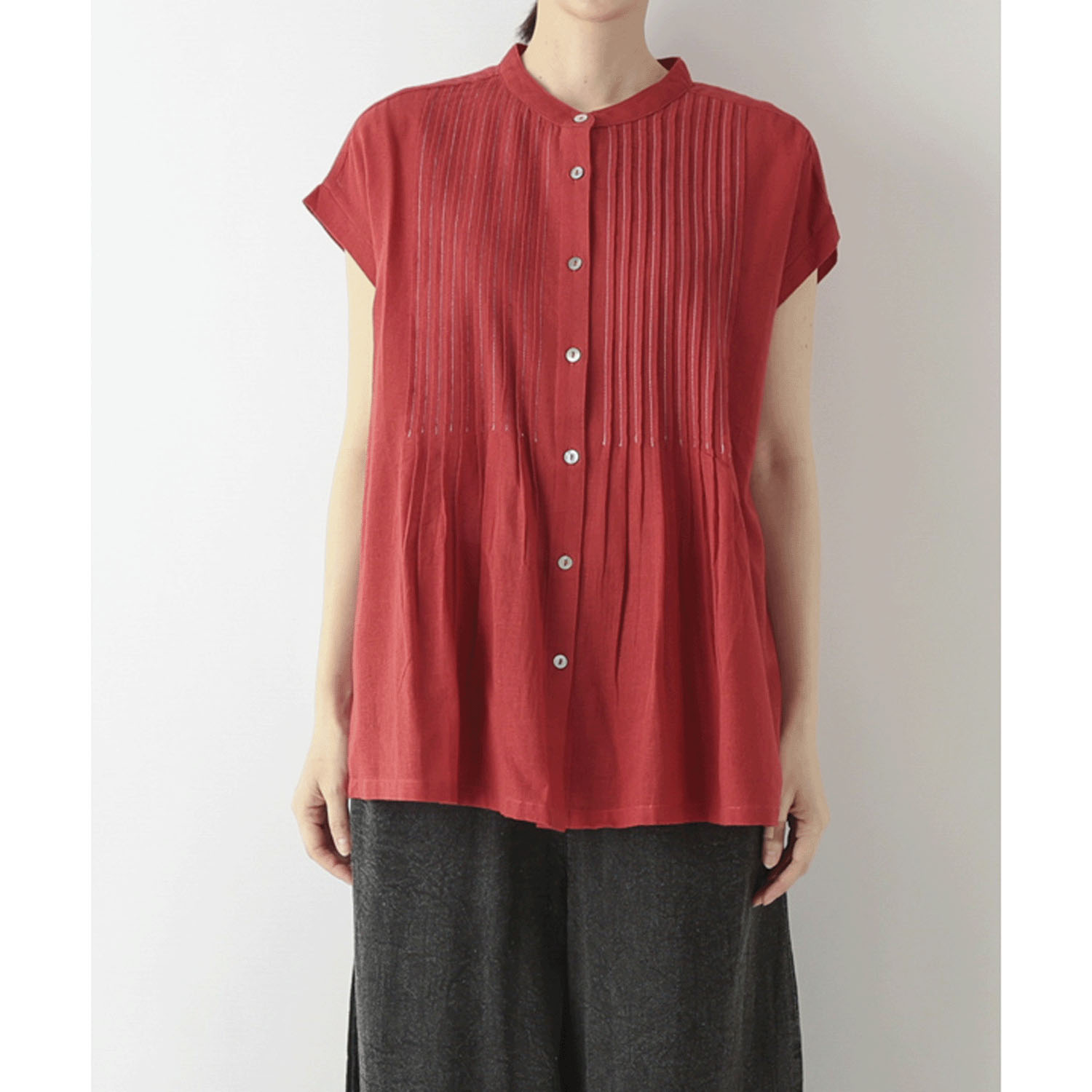 東京かんかん 虹色ピンタックコットンリネンガーゼブラウス - 画像1