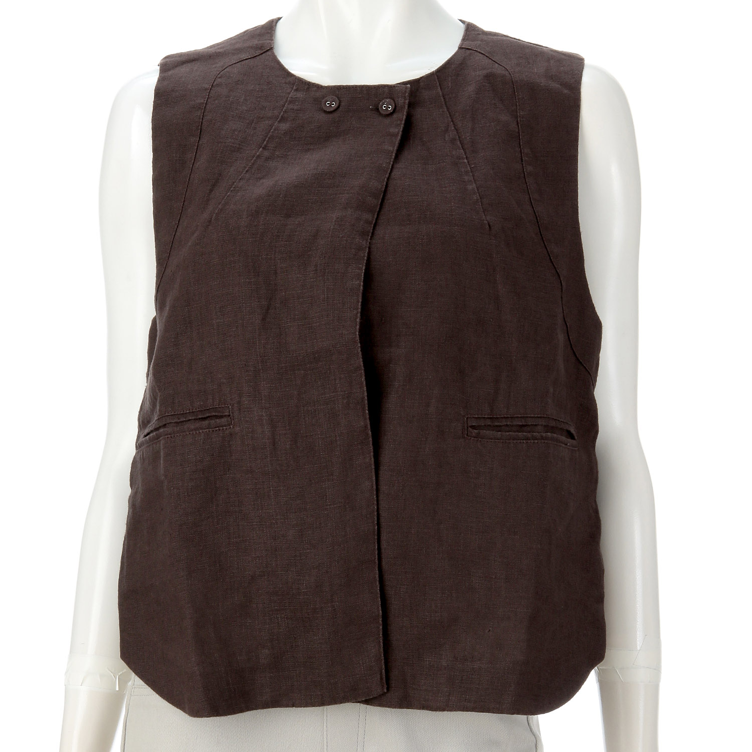 doux bleu クラシックリネン ショートベスト - 画像1