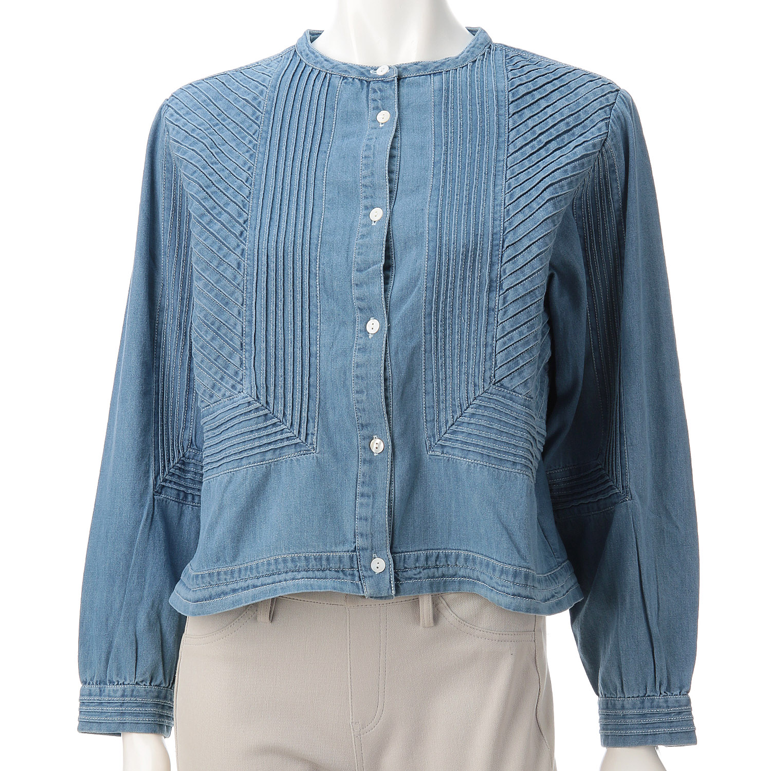 doux bleu ピンタックステッチデニムシャツ - 画像4