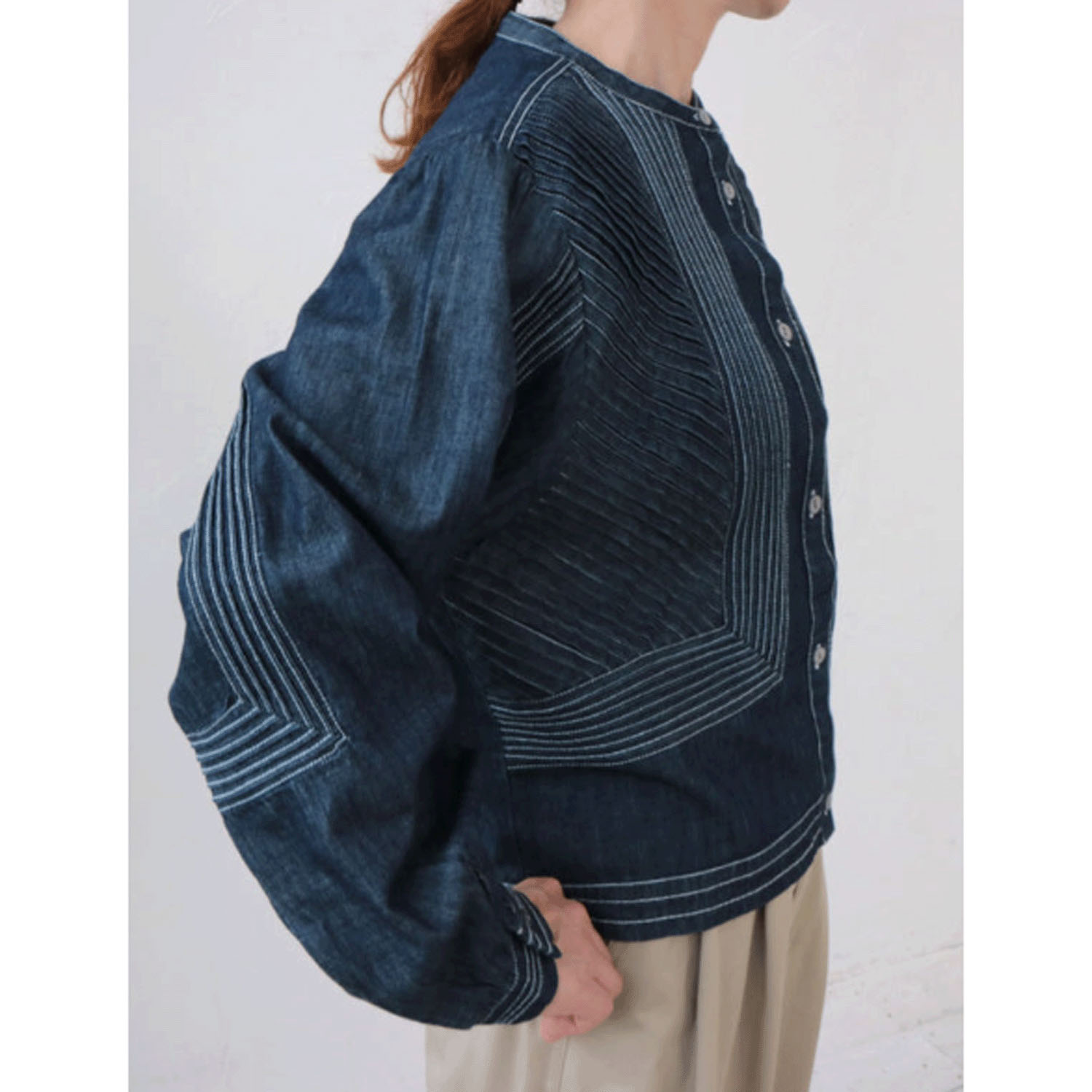 doux bleu ピンタックステッチデニムシャツ - 画像7