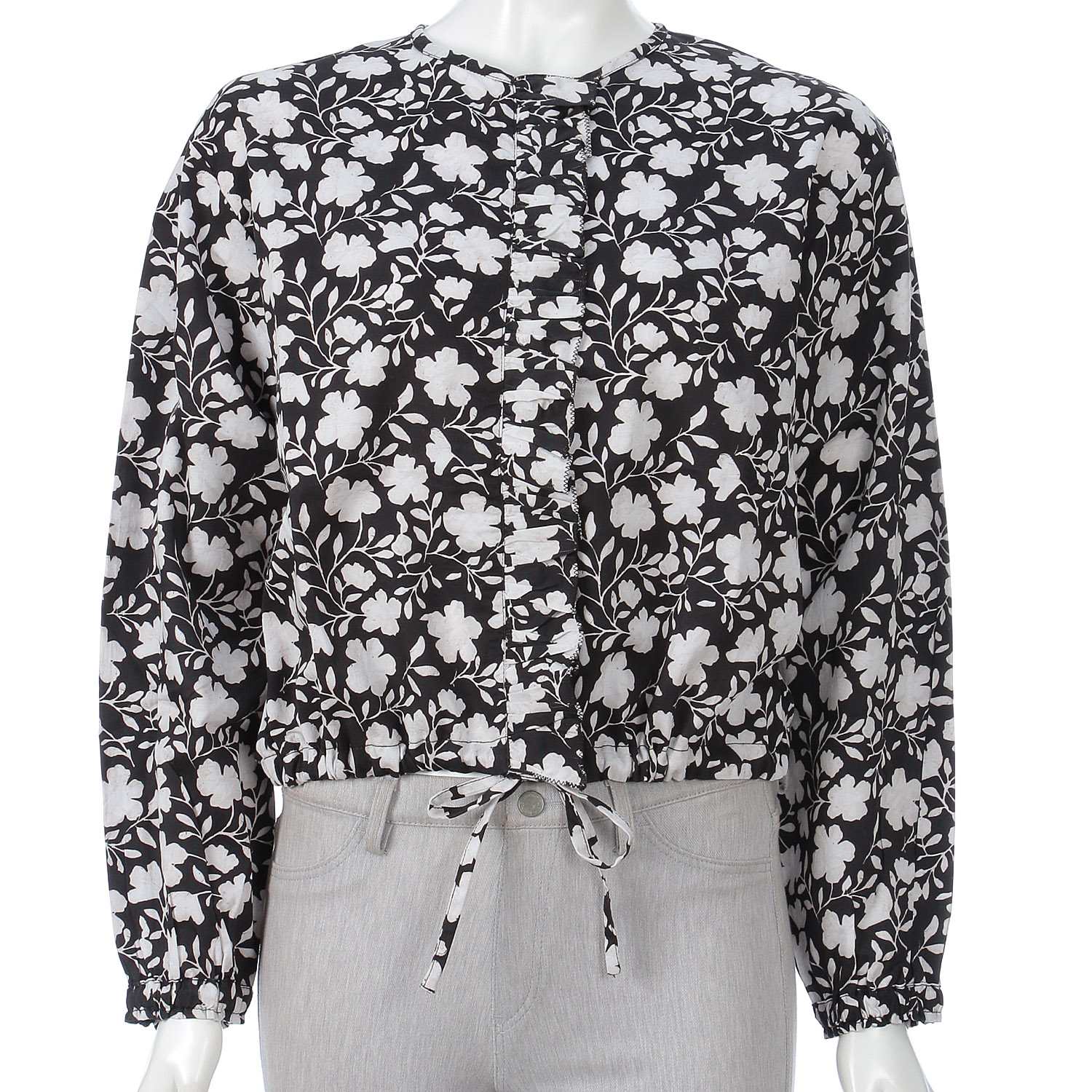 doux bleu フラワーモダンプリントフリルブラウス - 画像6