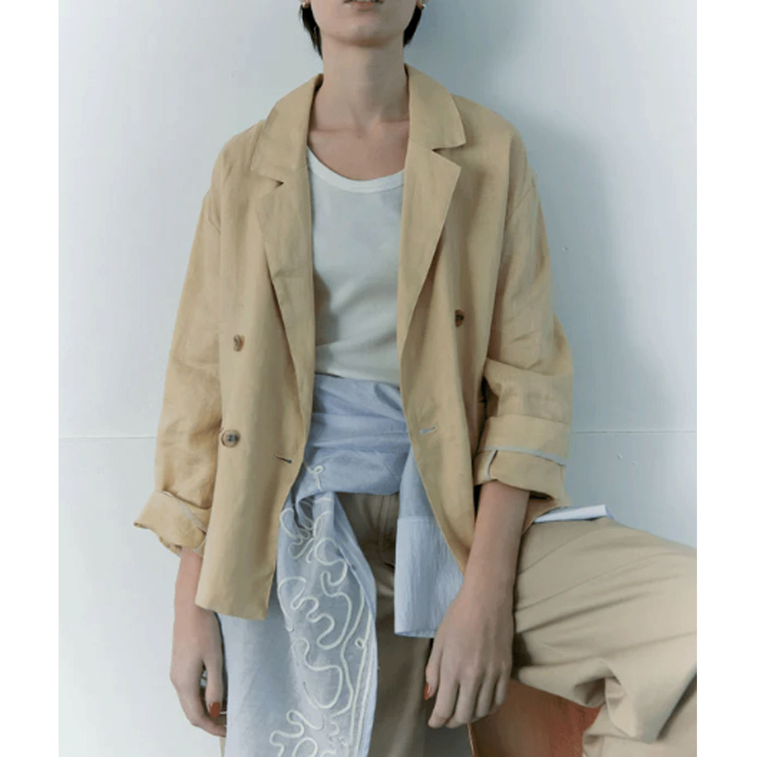 doux bleu リネンワイドジャケット - 画像1