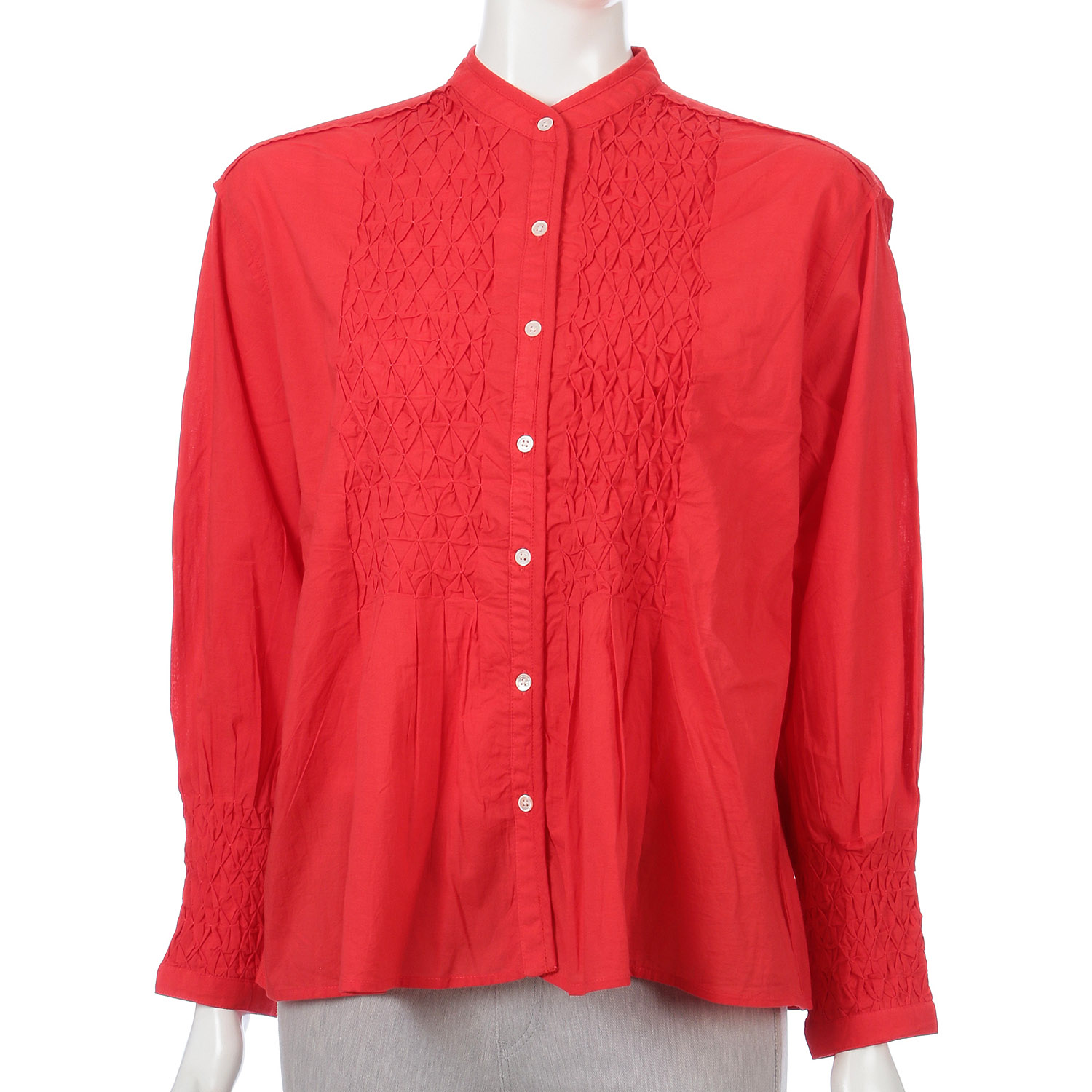 doux bleu ハンドスモッキング刺繍シャツ - 画像8