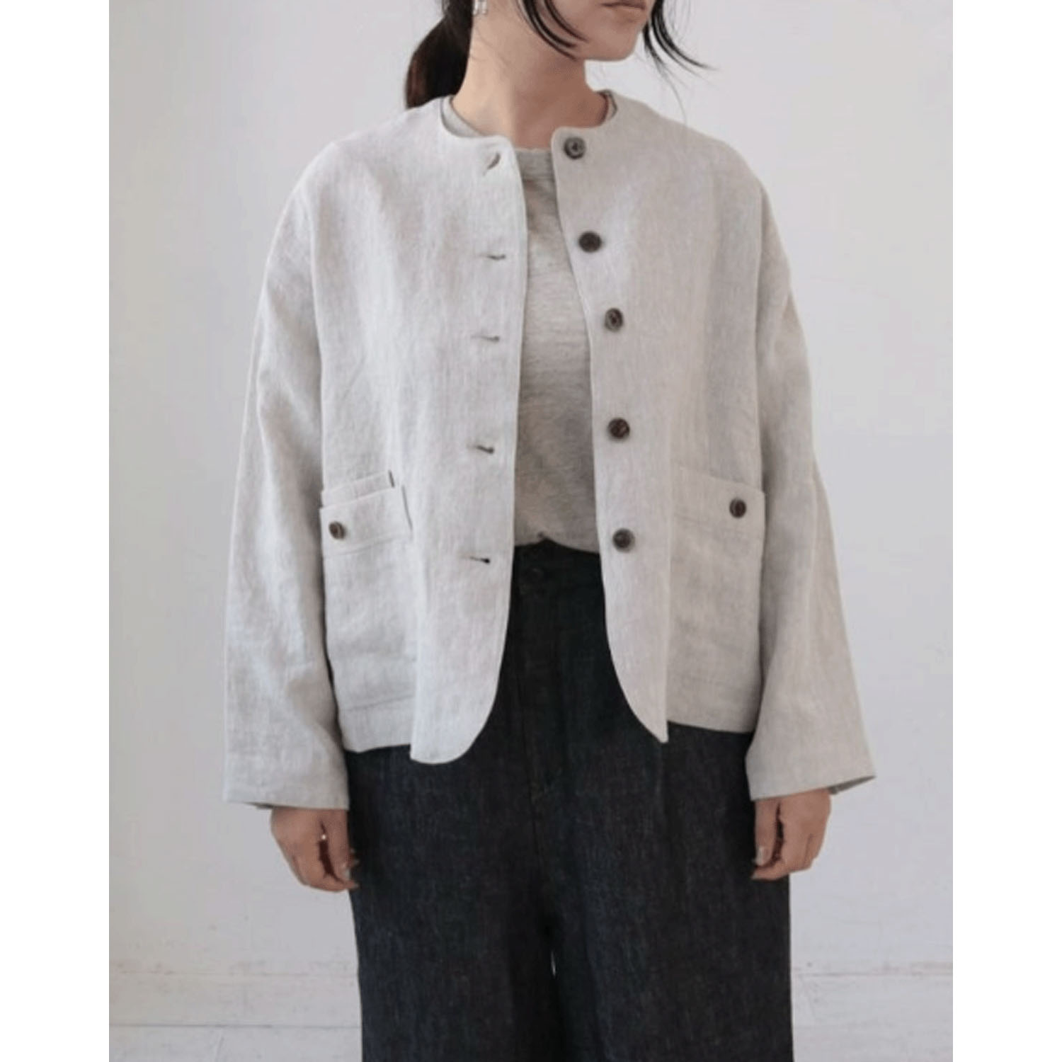 YARRA リネンノーカラージャケット - 画像4