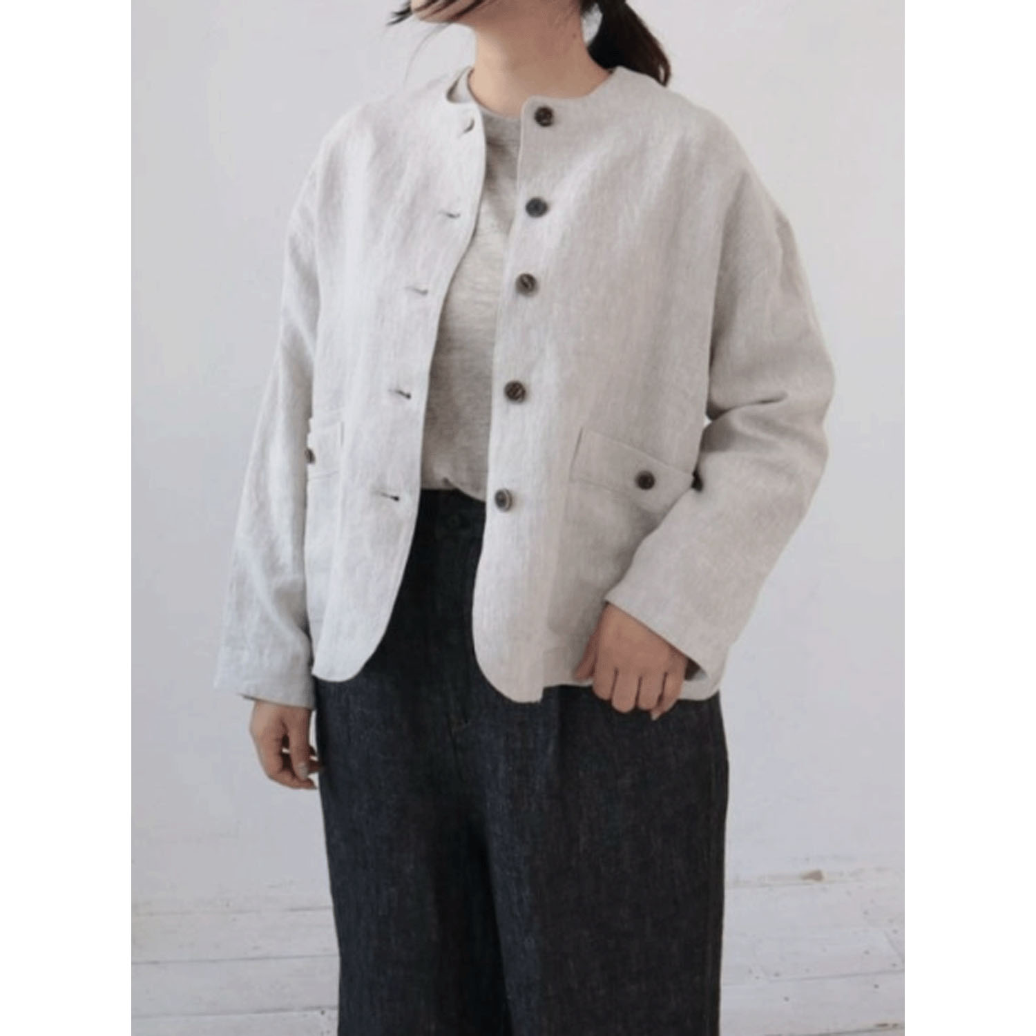 YARRA リネンノーカラージャケット - 画像5