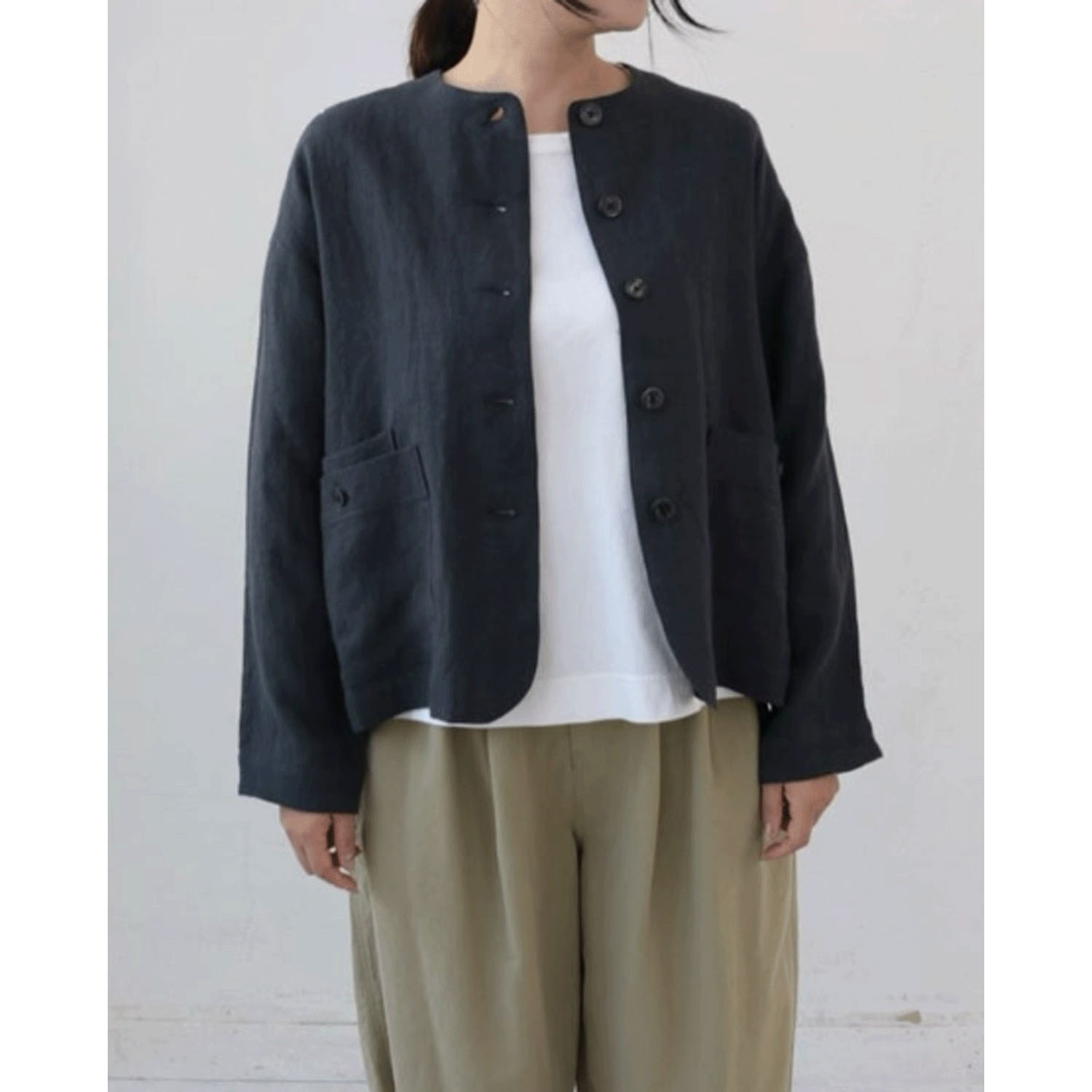 YARRA リネンノーカラージャケット - 画像8