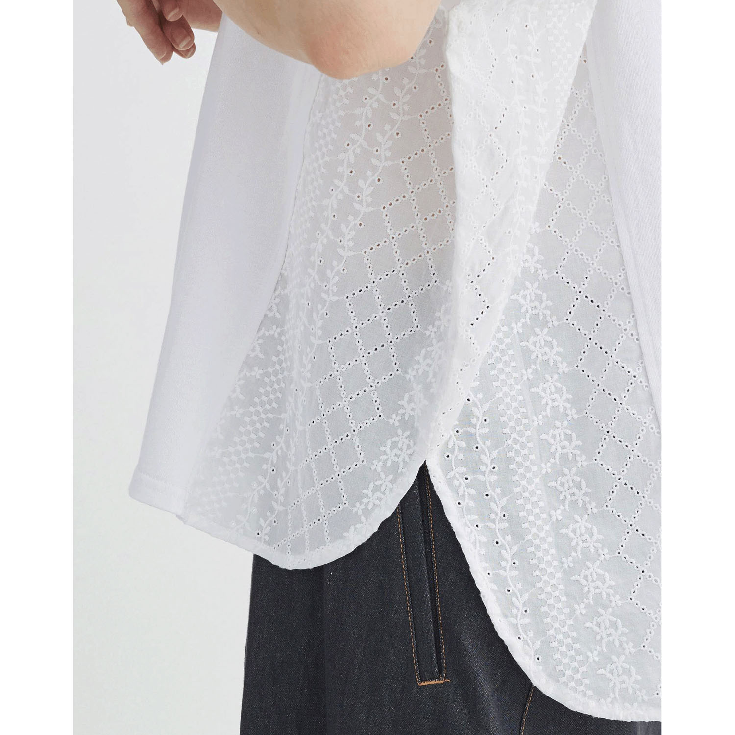 ATELIER EQUAL style コットン天竺ストライプレース切替プルオーバー - 画像11