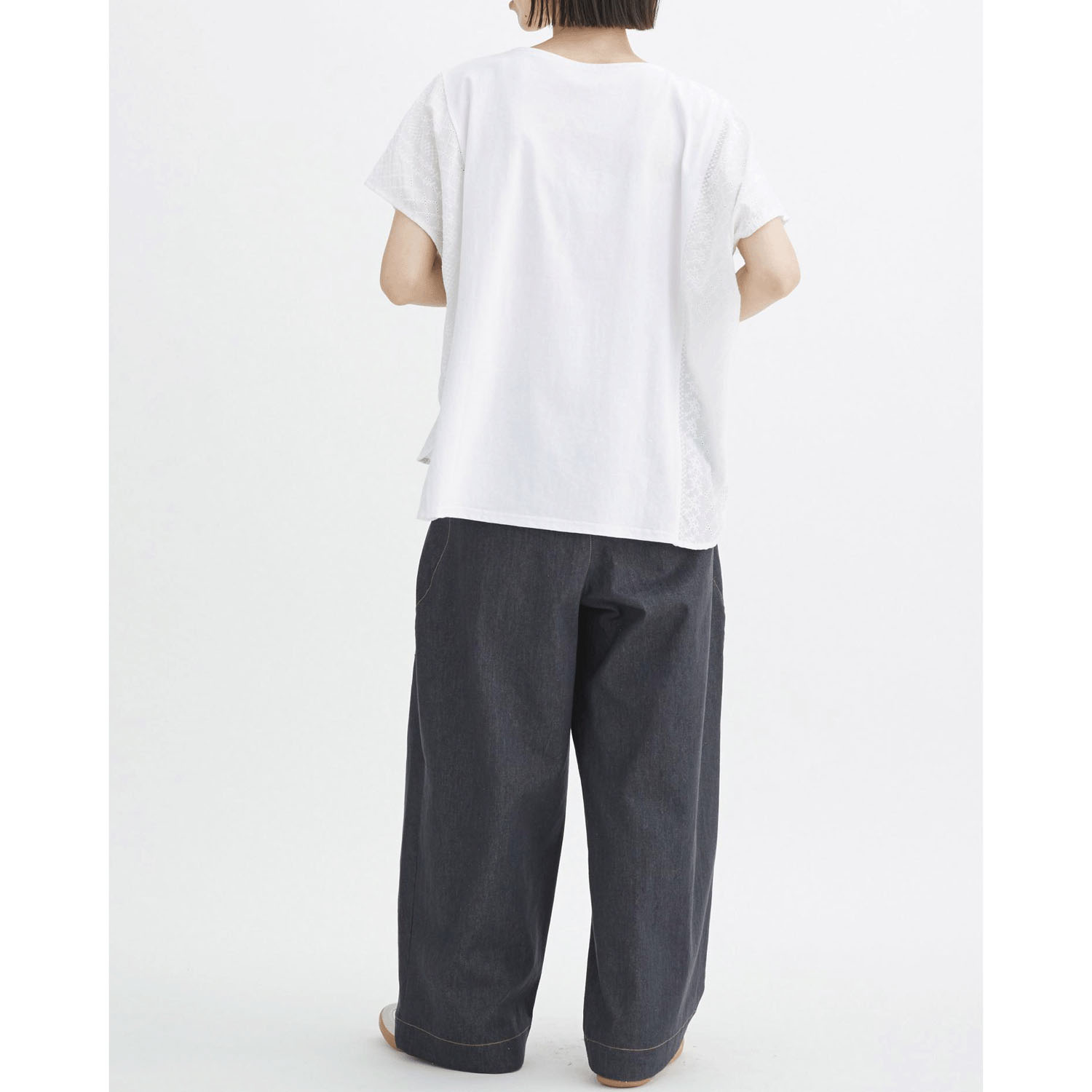 ATELIER EQUAL style コットン天竺ストライプレース切替プルオーバー - 画像5