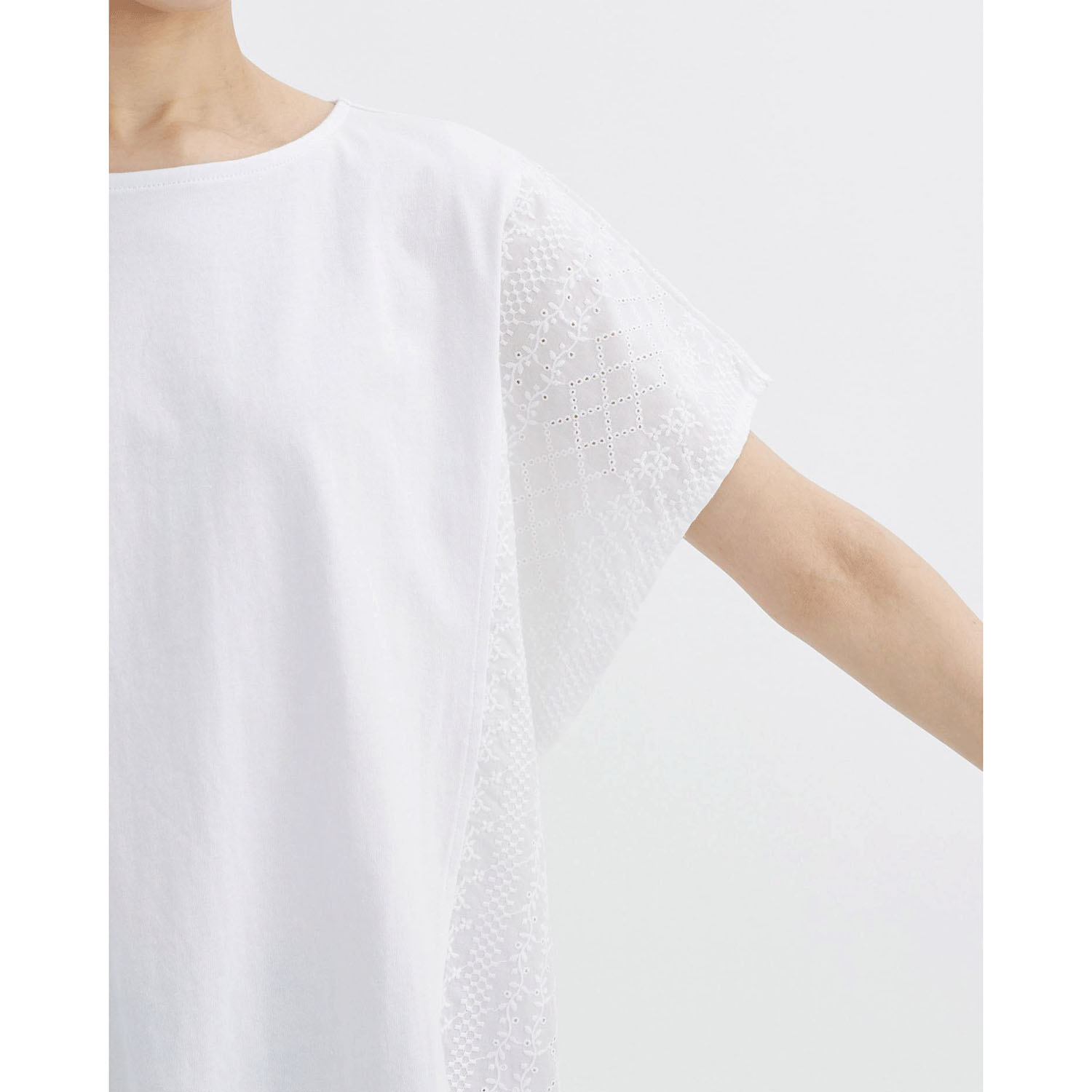 ATELIER EQUAL style コットン天竺ストライプレース切替プルオーバー - 画像9