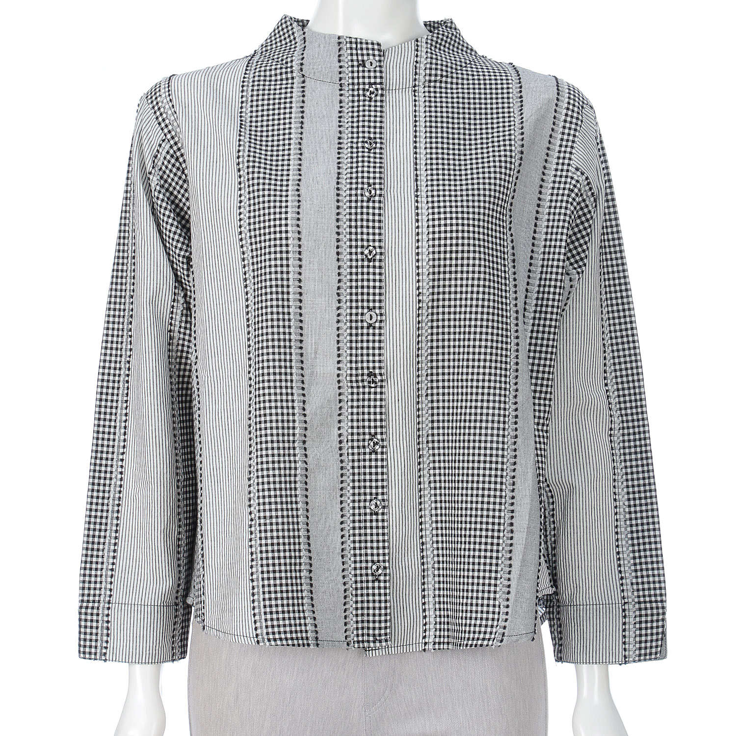 YURK genite van イレギュラーギンガムガンジーネックシャツ - 画像2