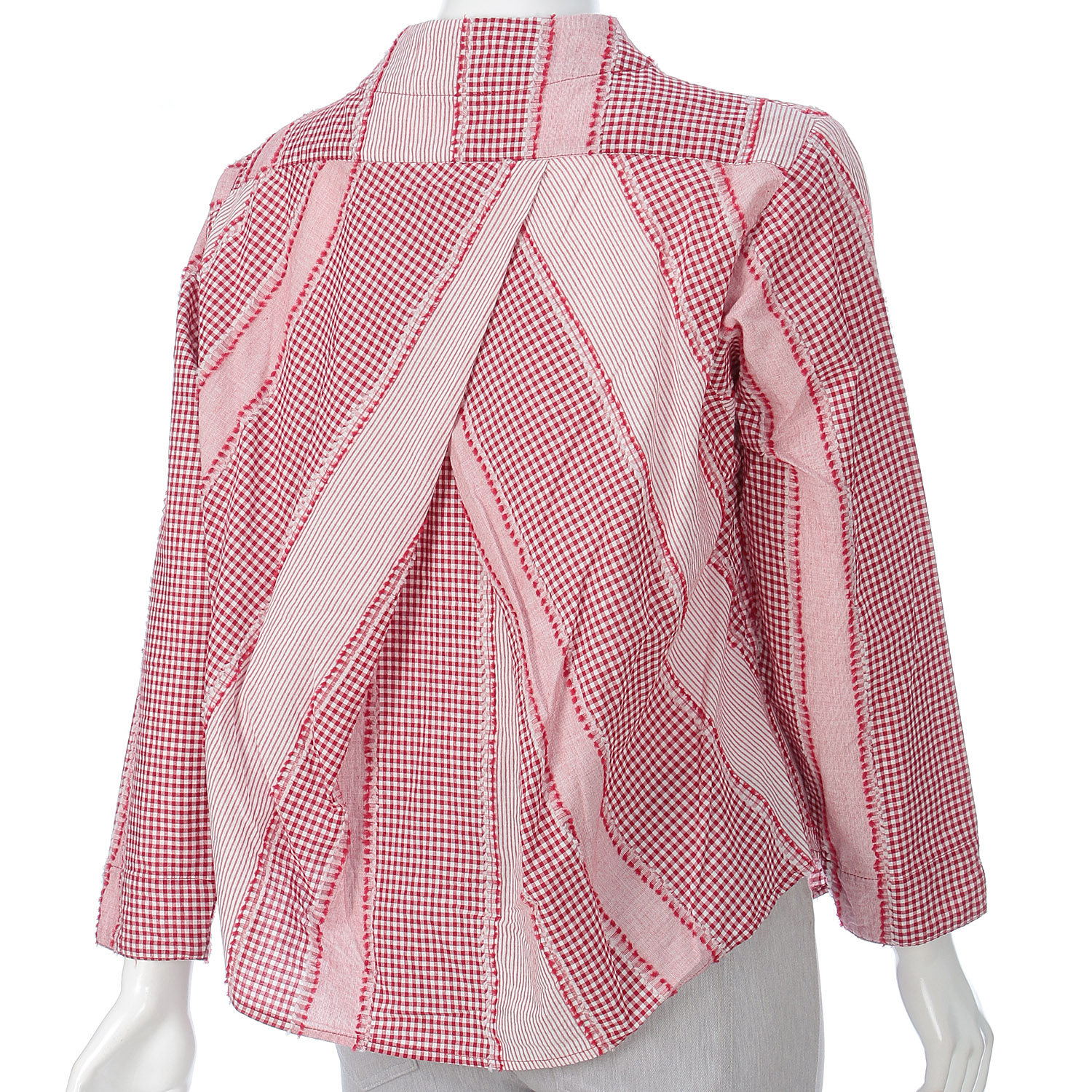 YURK genite van イレギュラーギンガムガンジーネックシャツ - 画像4