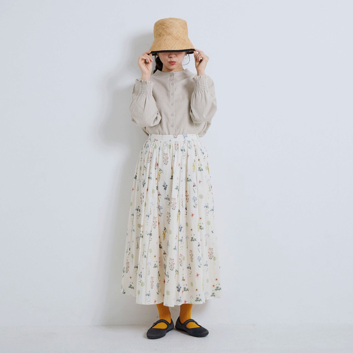 YURK genite van フラワープリントタックスカート - 画像8