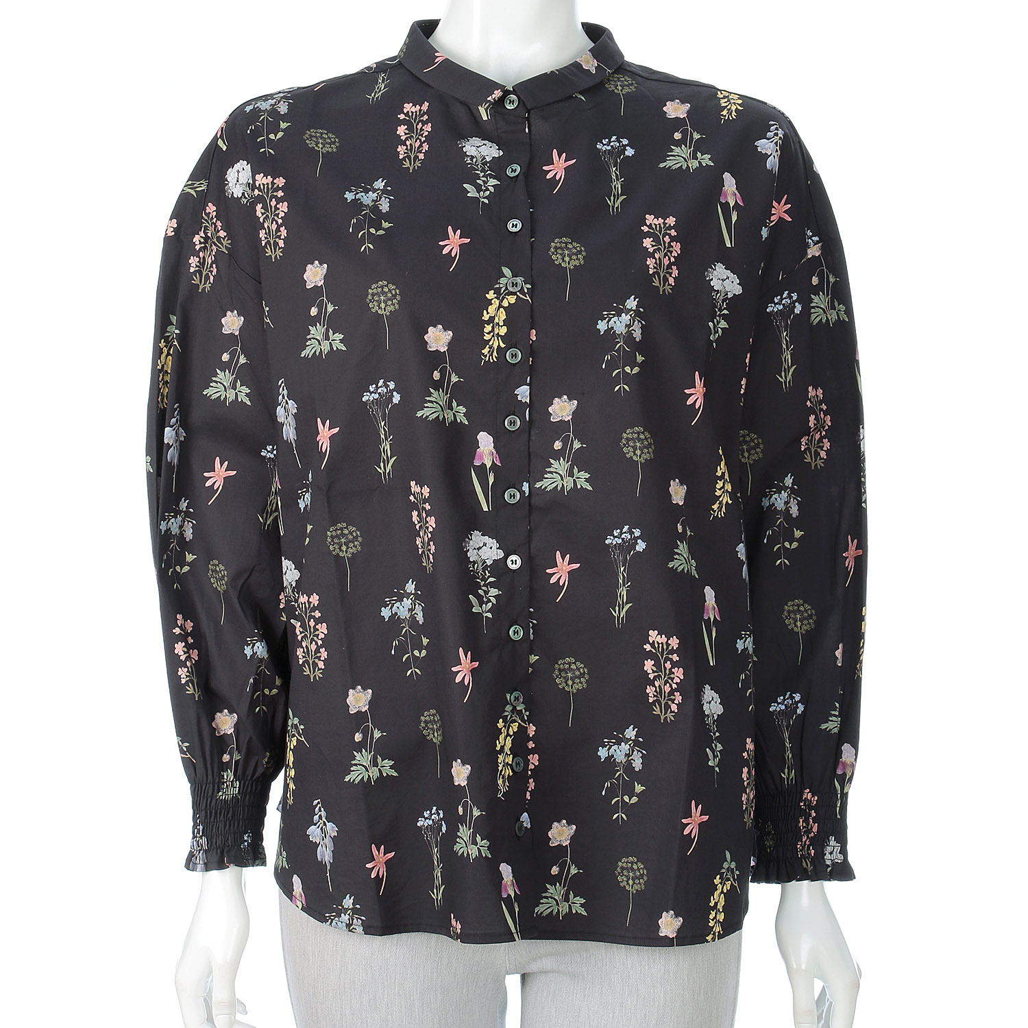 YURK genite van フラワープリント袖シャーリングシャツ - 画像2