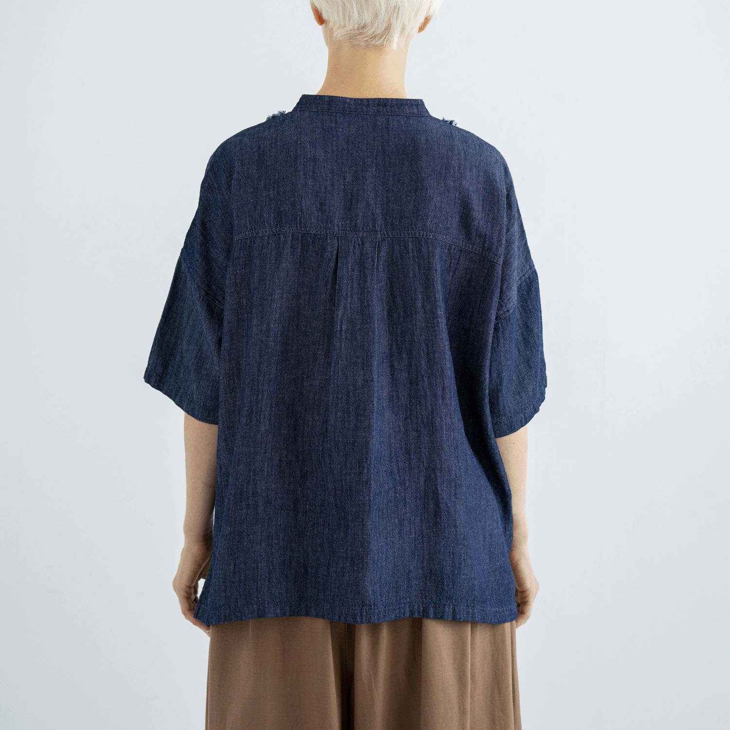 4．5oz綿麻甘撚りデニム（ista－ireオリジナル生地） フリンジブラウス - 画像5