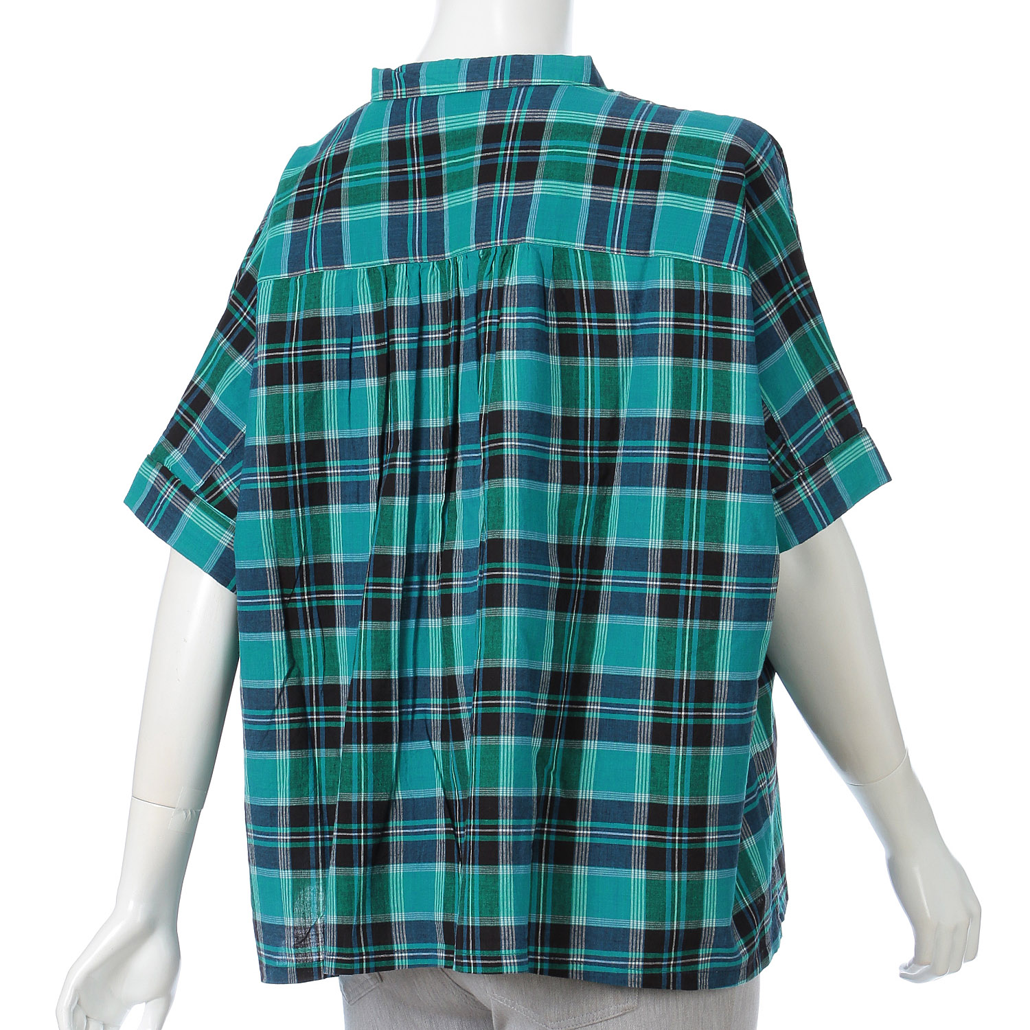 ista－ire マドラスチェック ちび襟ワイドシャツ - 画像7