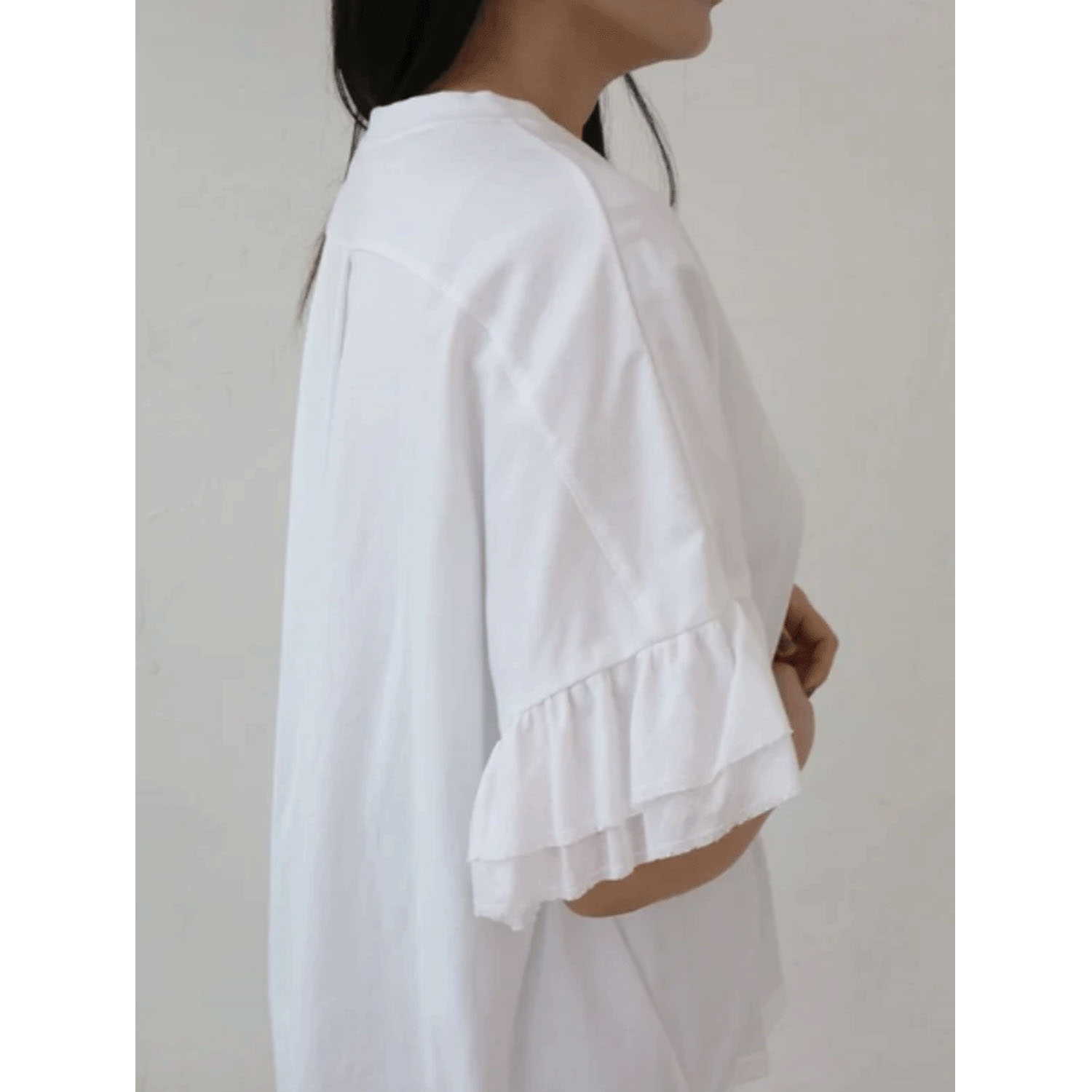 YARRA 異素材フリルスリーブカットプルオーバー - 画像5