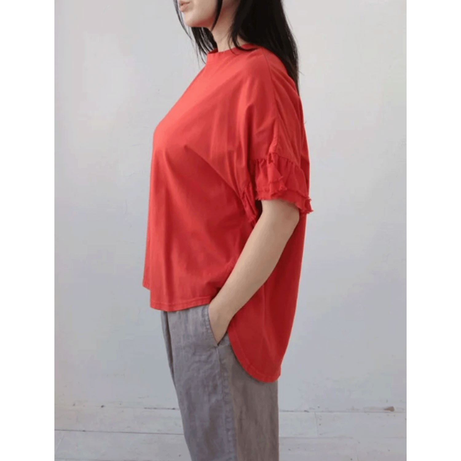 YARRA 異素材フリルスリーブカットプルオーバー - 画像7