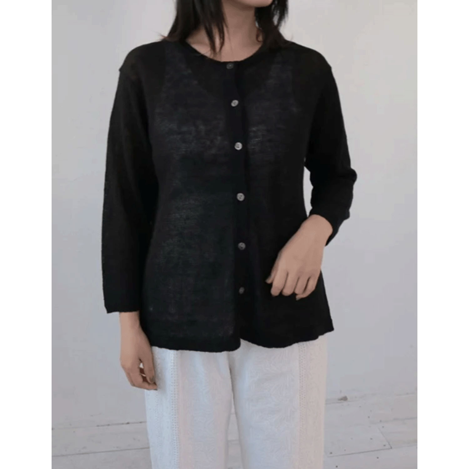 YARRA フレンチリネンAラインカーディガン - 画像2