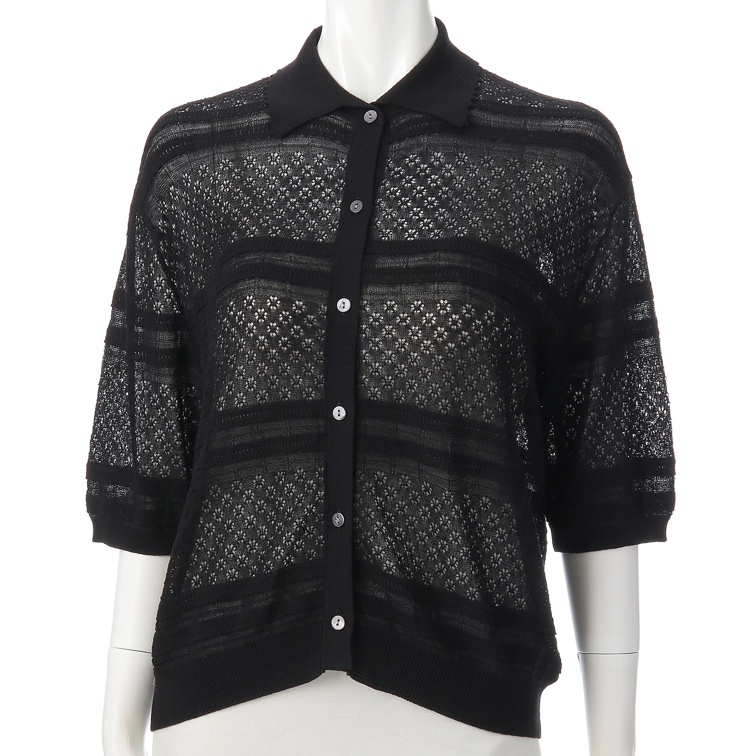 doux bleu  オープンワーク 半袖ニットシャツ - 画像8