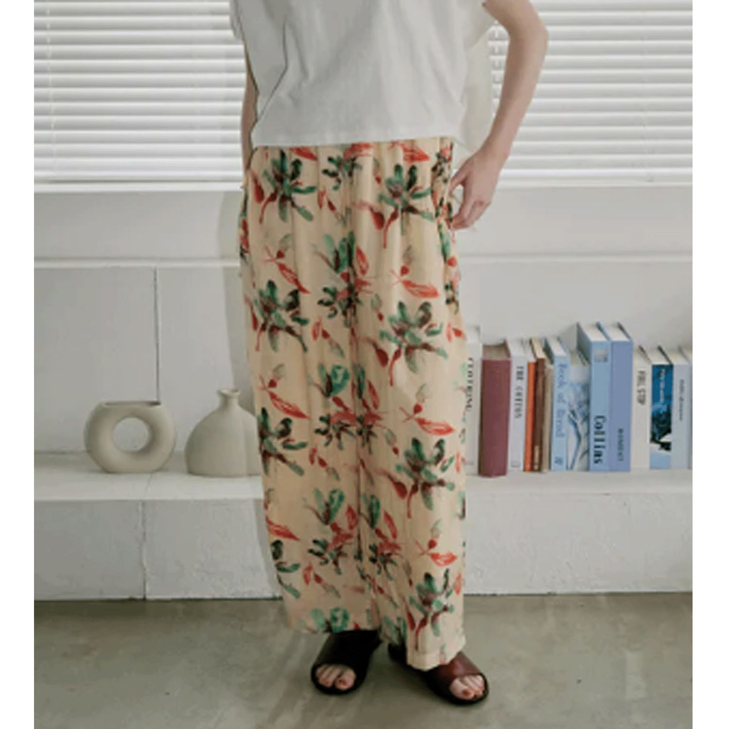 doux bleu フラワーインドプリントパンツ - 画像5