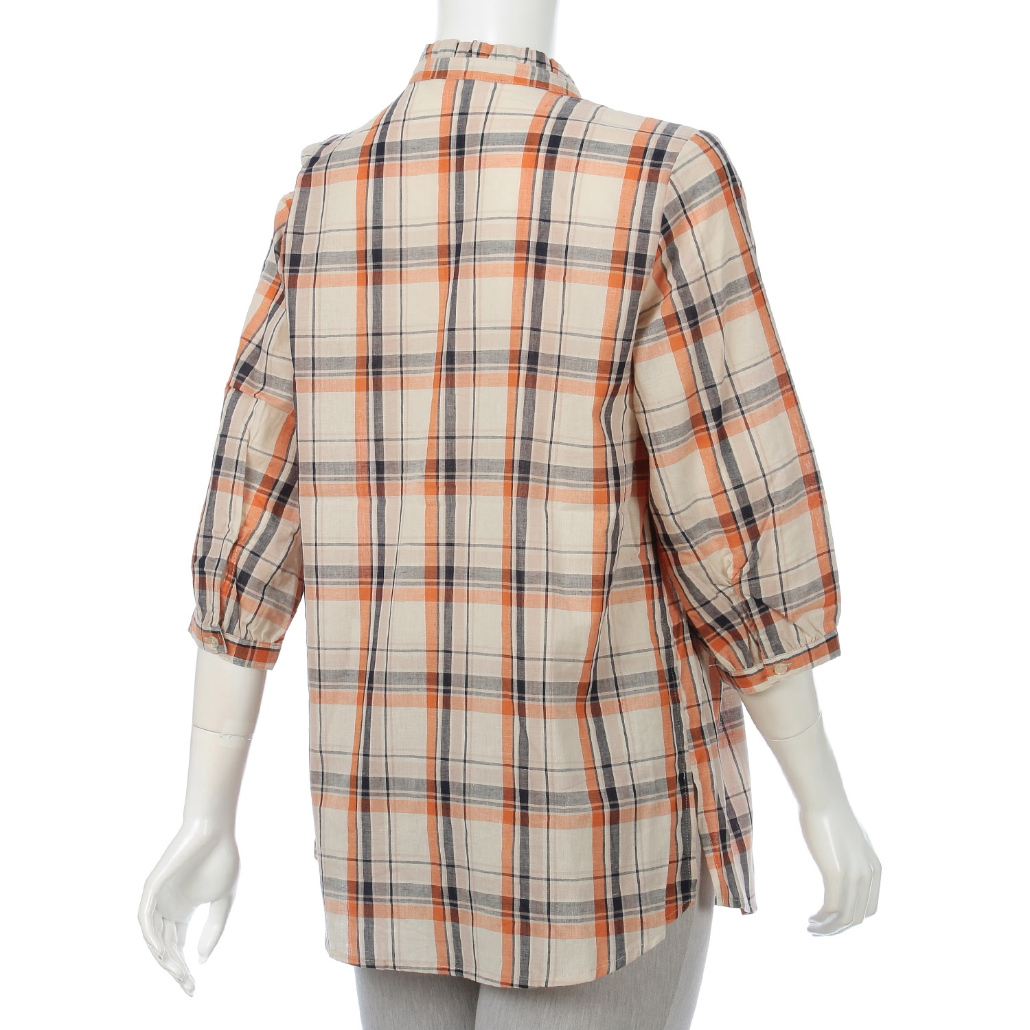 チェックフリルネックシャツ - 画像5