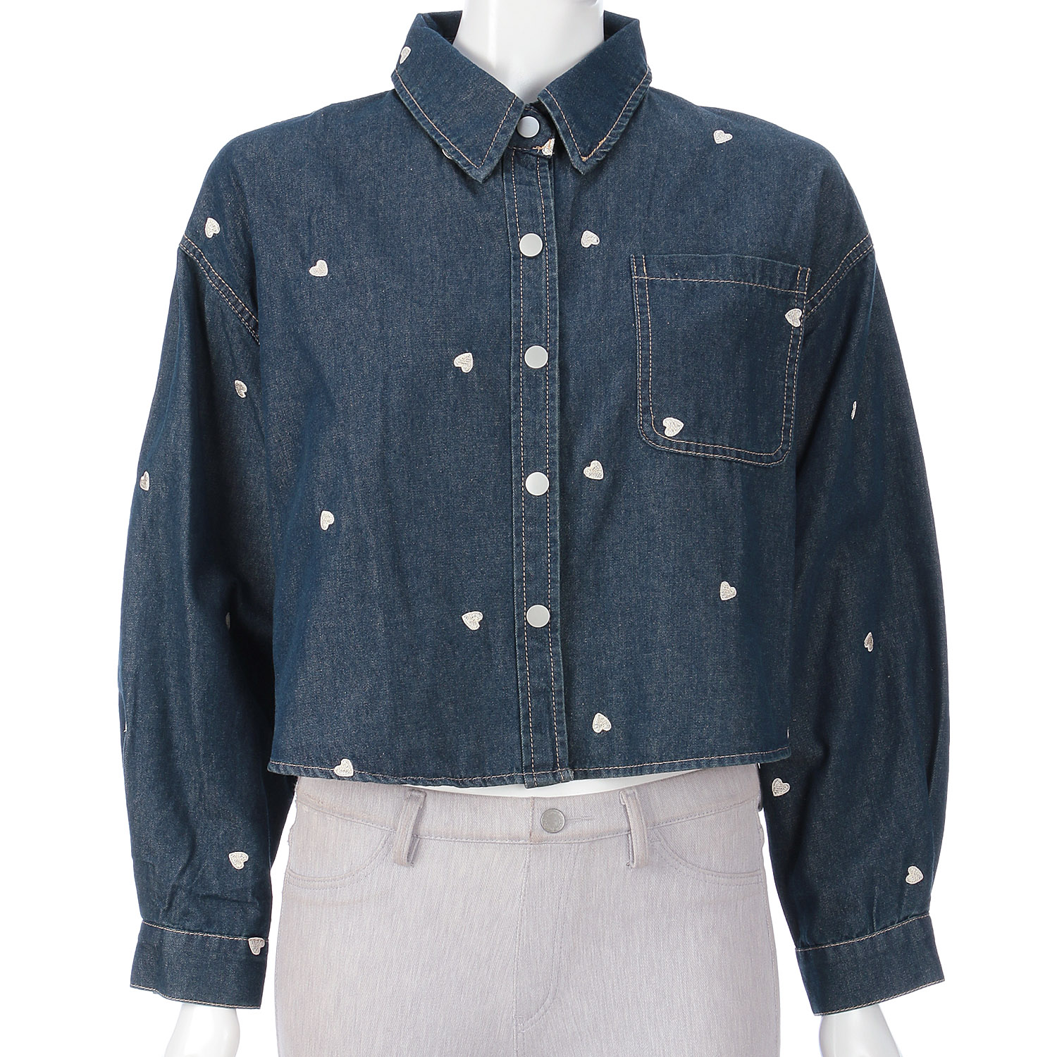ハートデザインデニムシャツ - 画像4