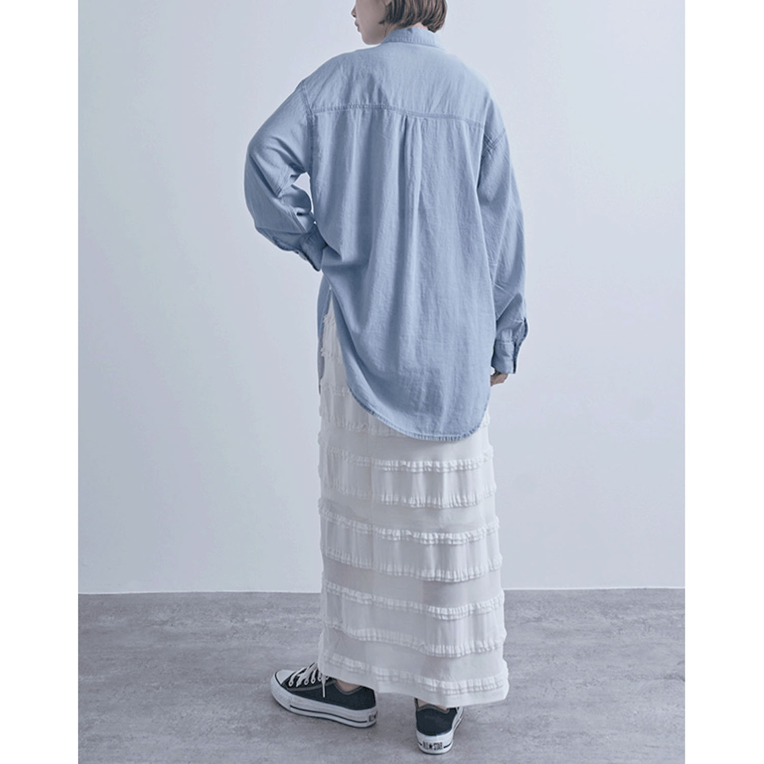 シアーデニム胸両ポケシャツ - 画像6