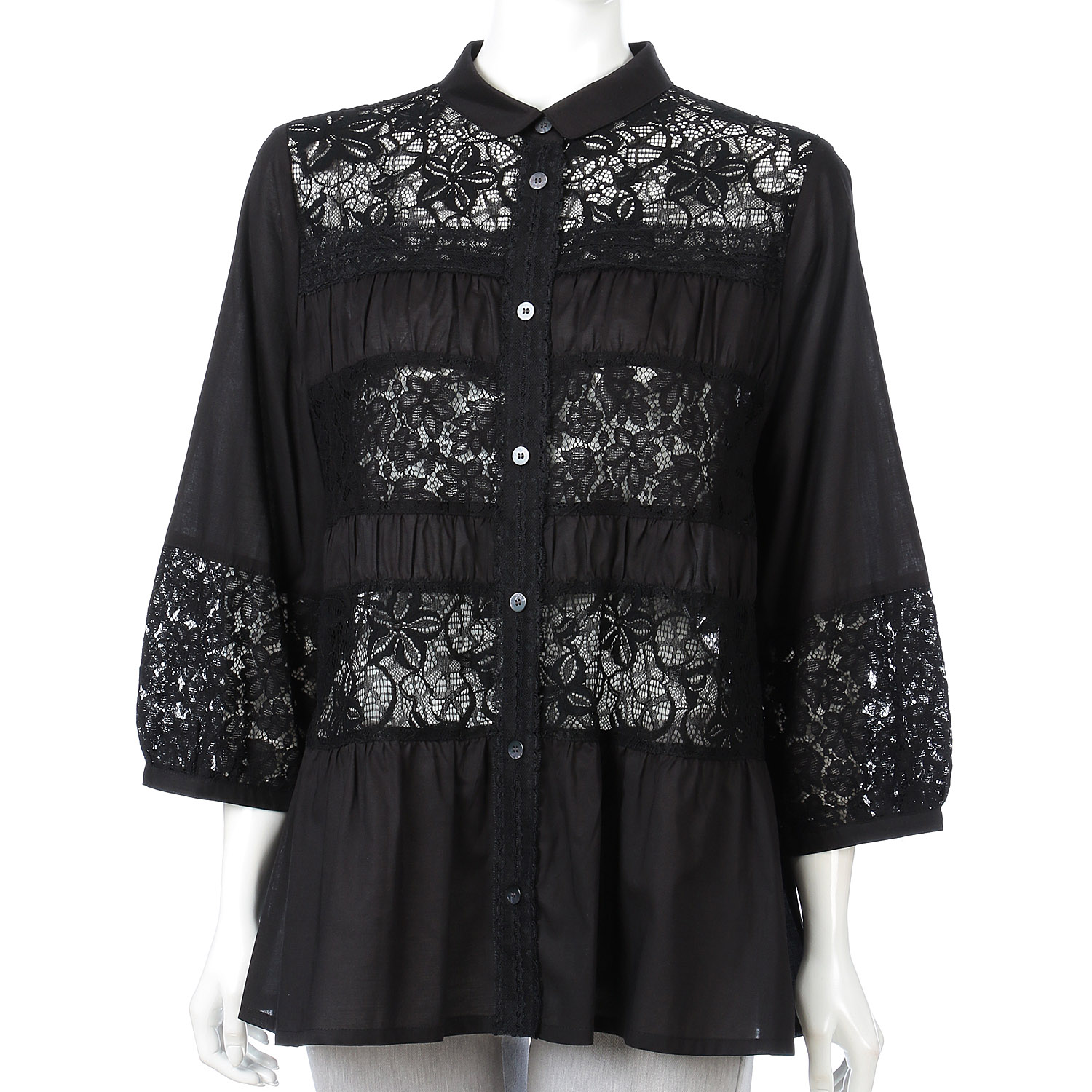 レース切替ブラウス - 画像2