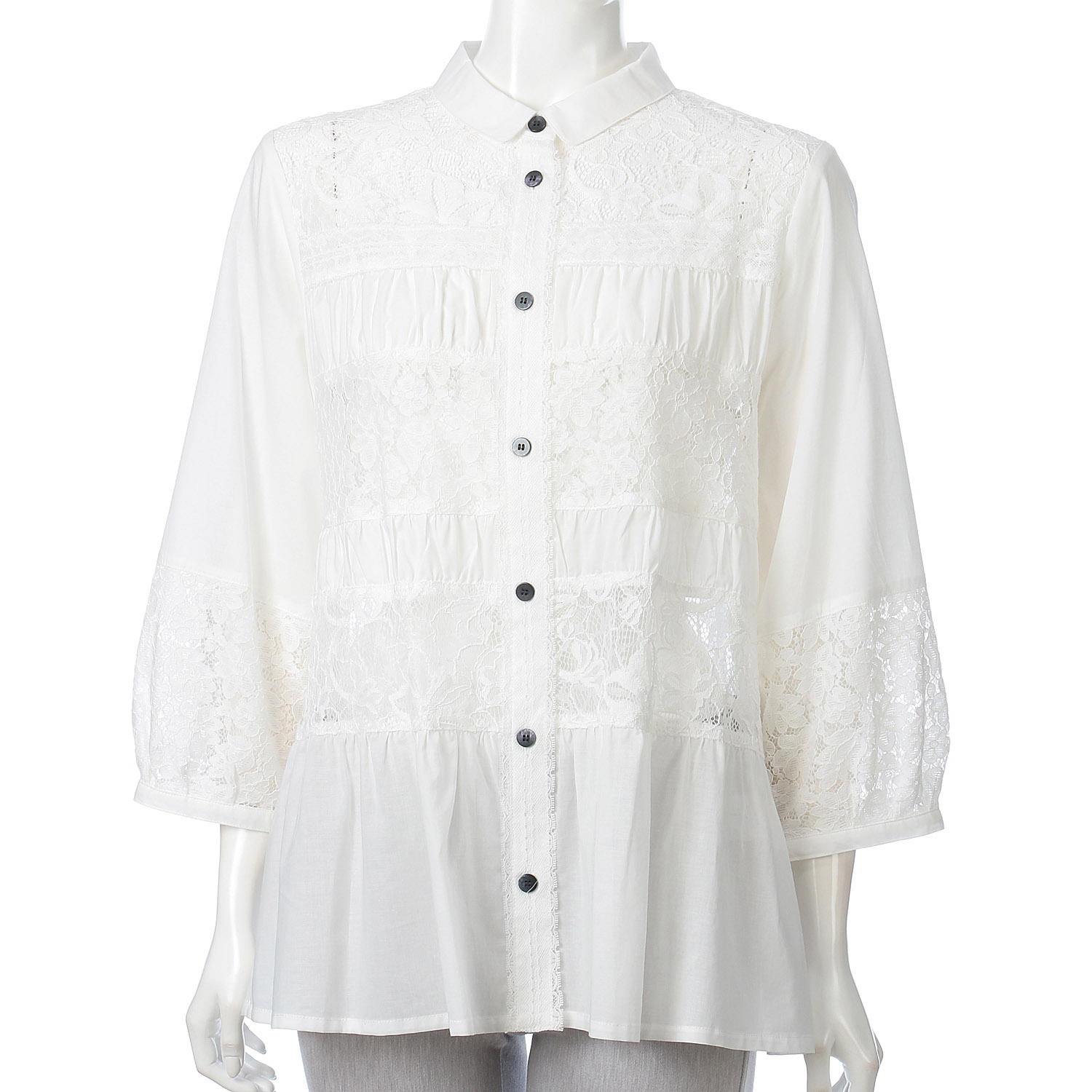 レース切替ブラウス - 画像1