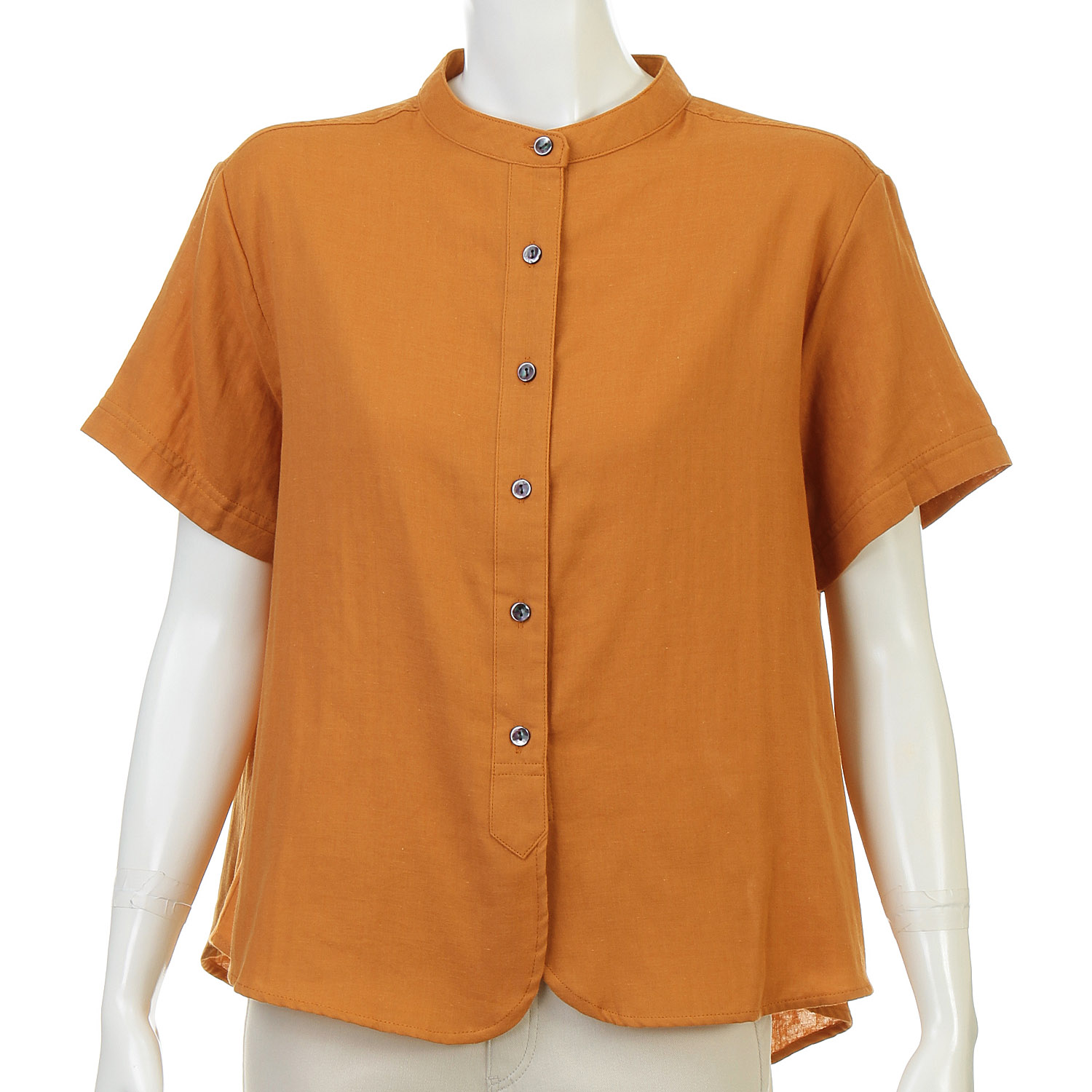 ガーゼバンドカラーブラウス - 画像1