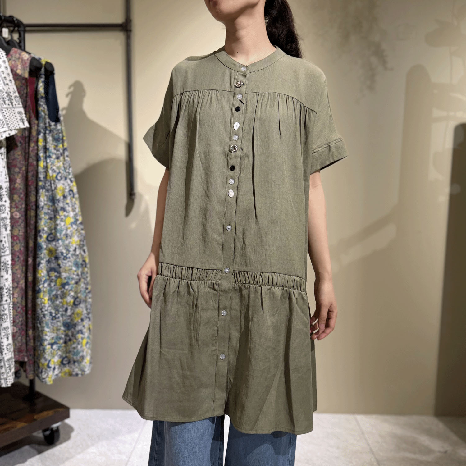 【my life】 ギャザー切替多釦チュニック - 画像2