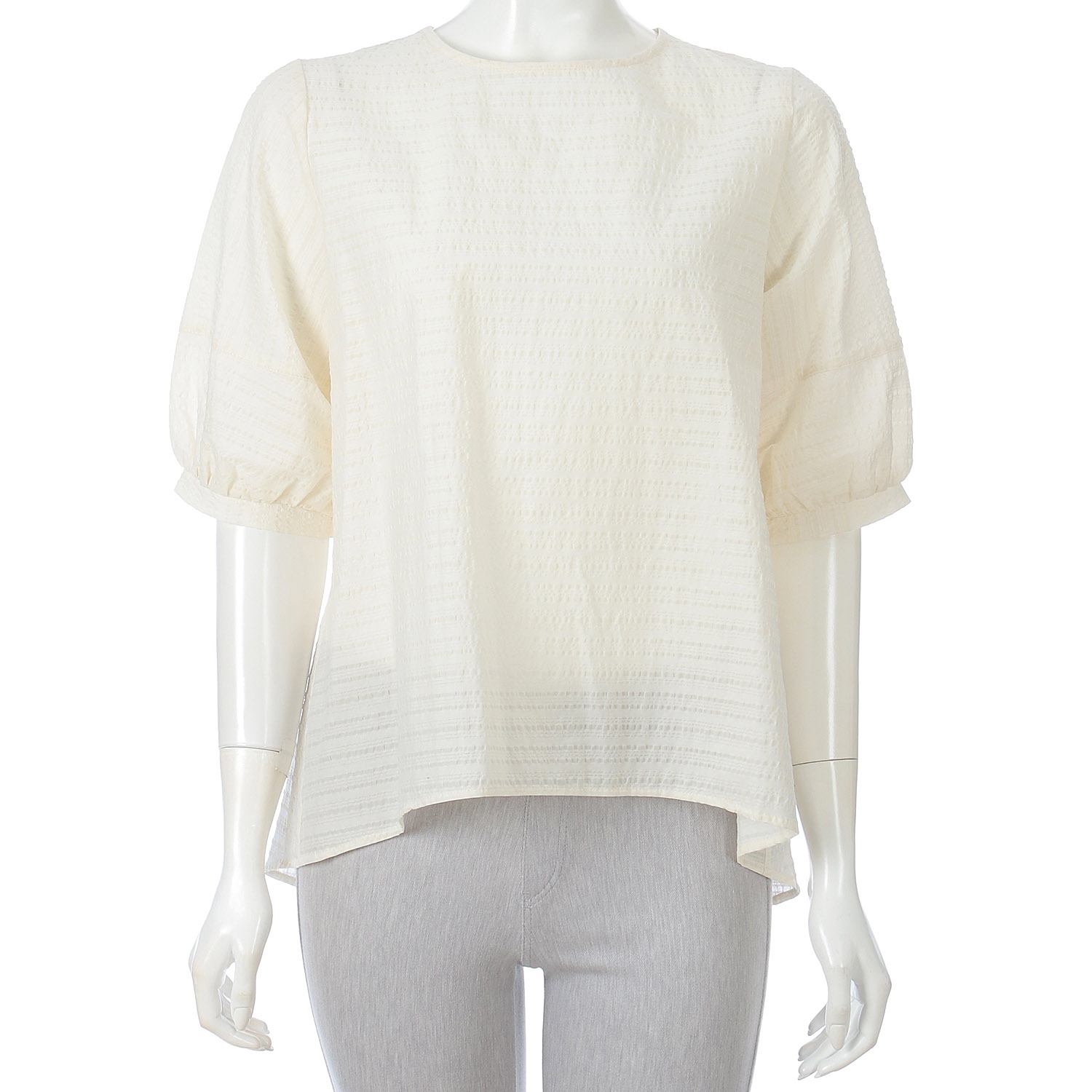 綿リップルシャドーボーダーチュニック - 画像2