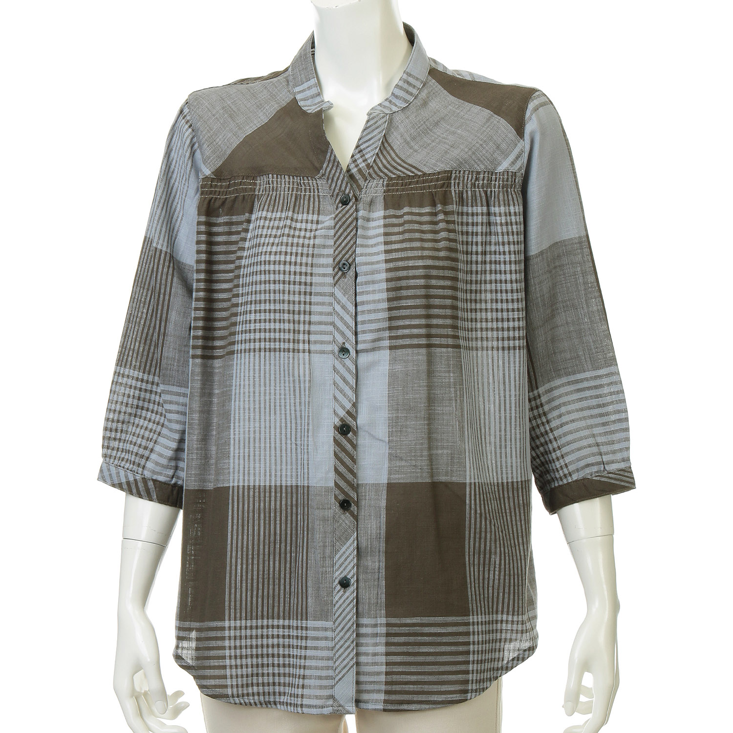 やわらかコットンチェック柄ブラウス - 画像6