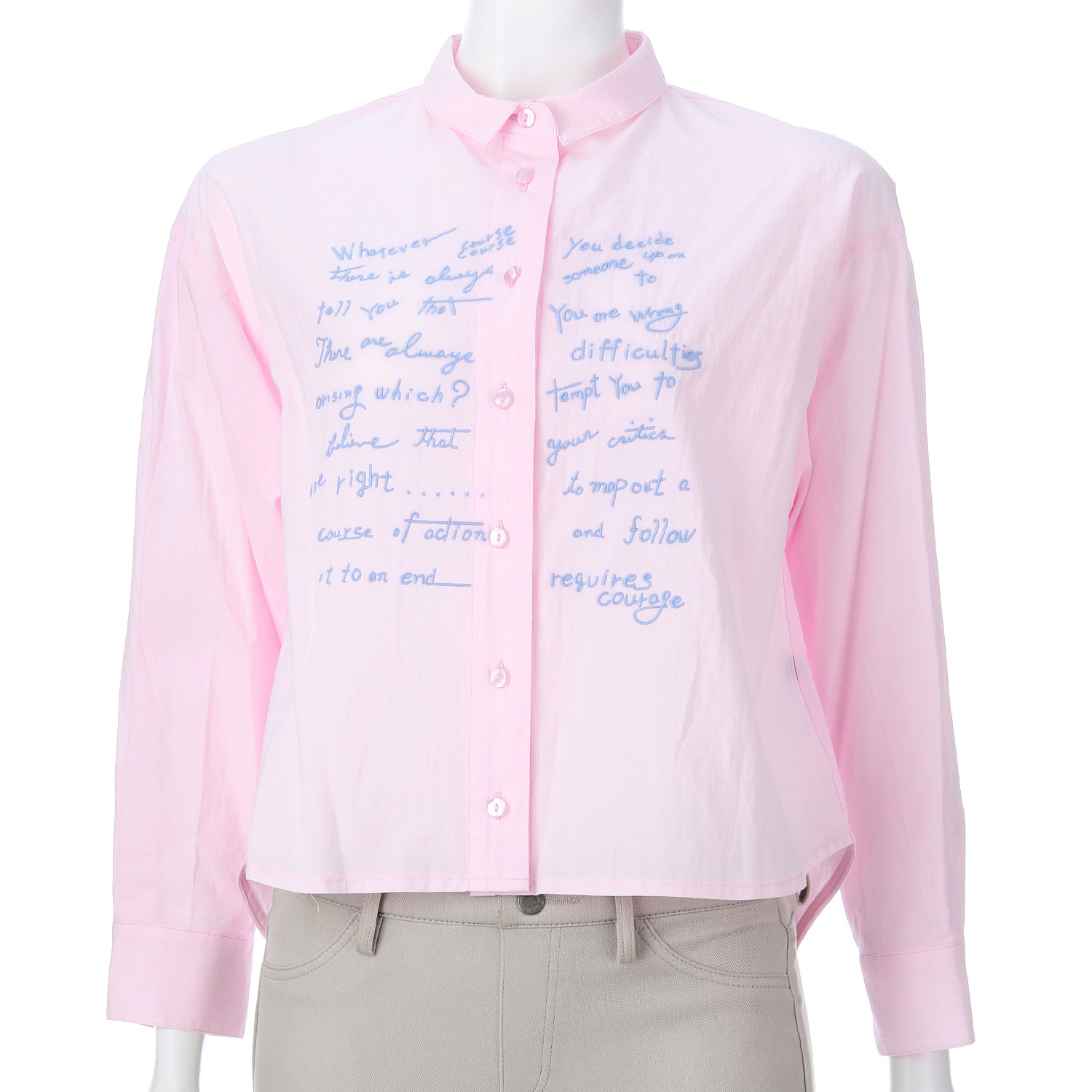 綿ワッシャーロゴ刺繍ブラウス