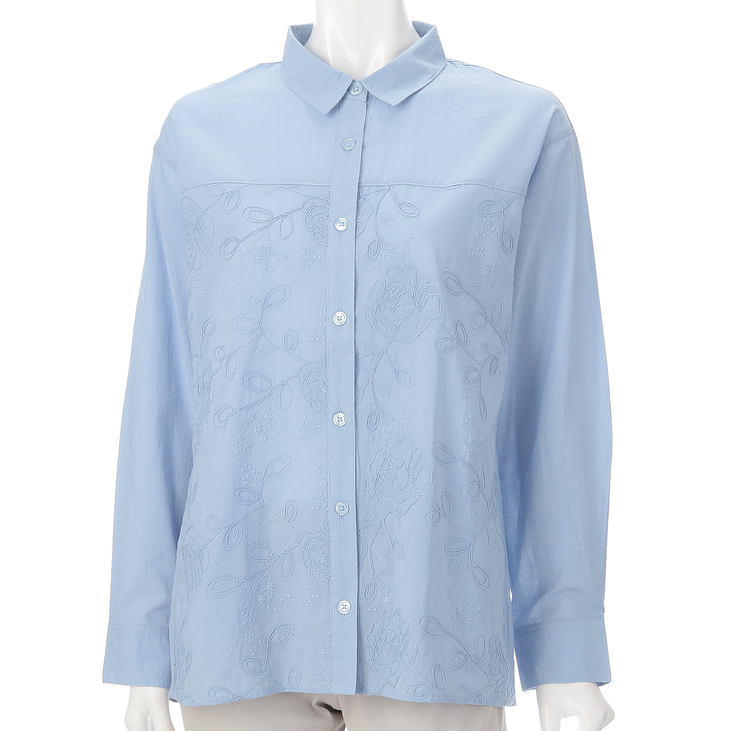 綿シフォンコード刺繍ブラウス - 画像1