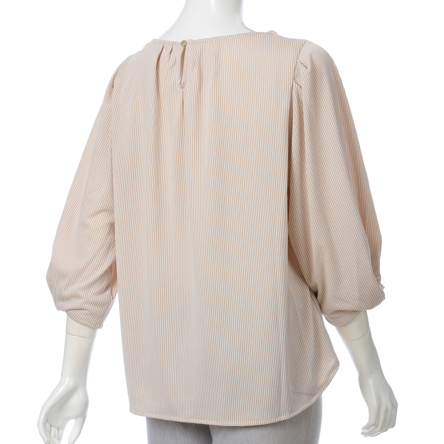 ストライプ柄袖タック七分プルオーバー - 画像3