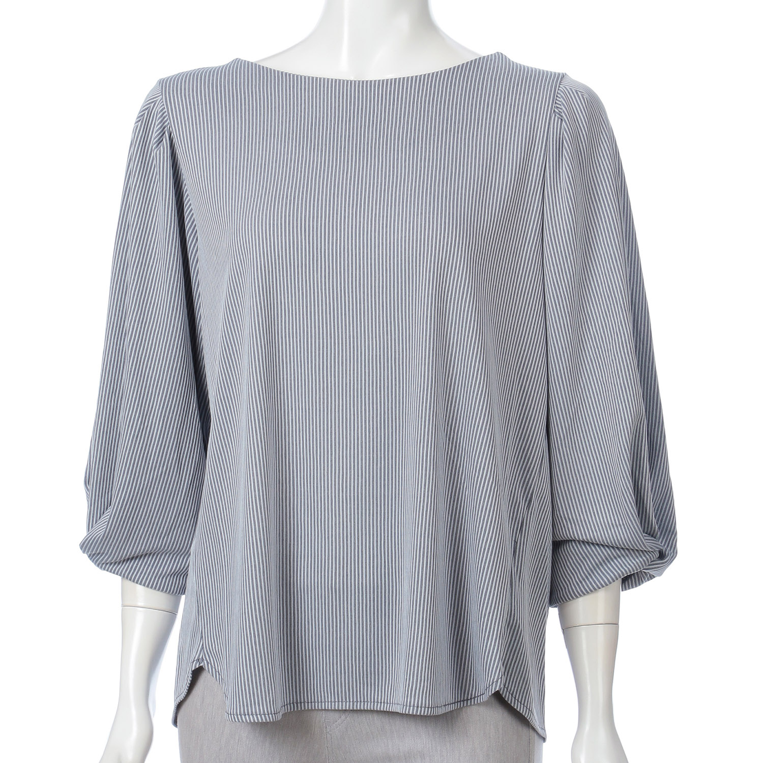 ストライプ柄袖タック七分プルオーバー - 画像5